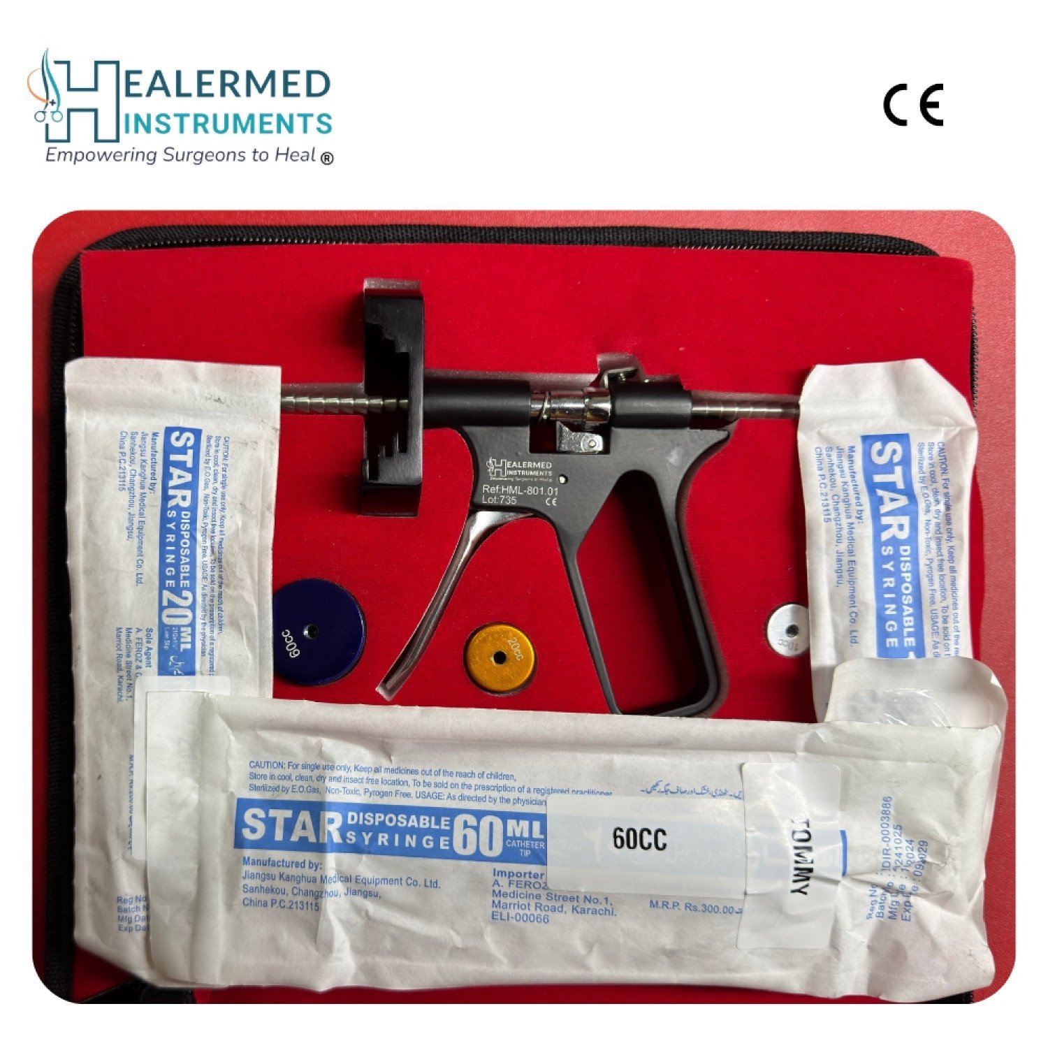 Universal Fat Injection Gun for Fat Grafting – Compatible with 10cc, 20cc & 50/60cc Syringes