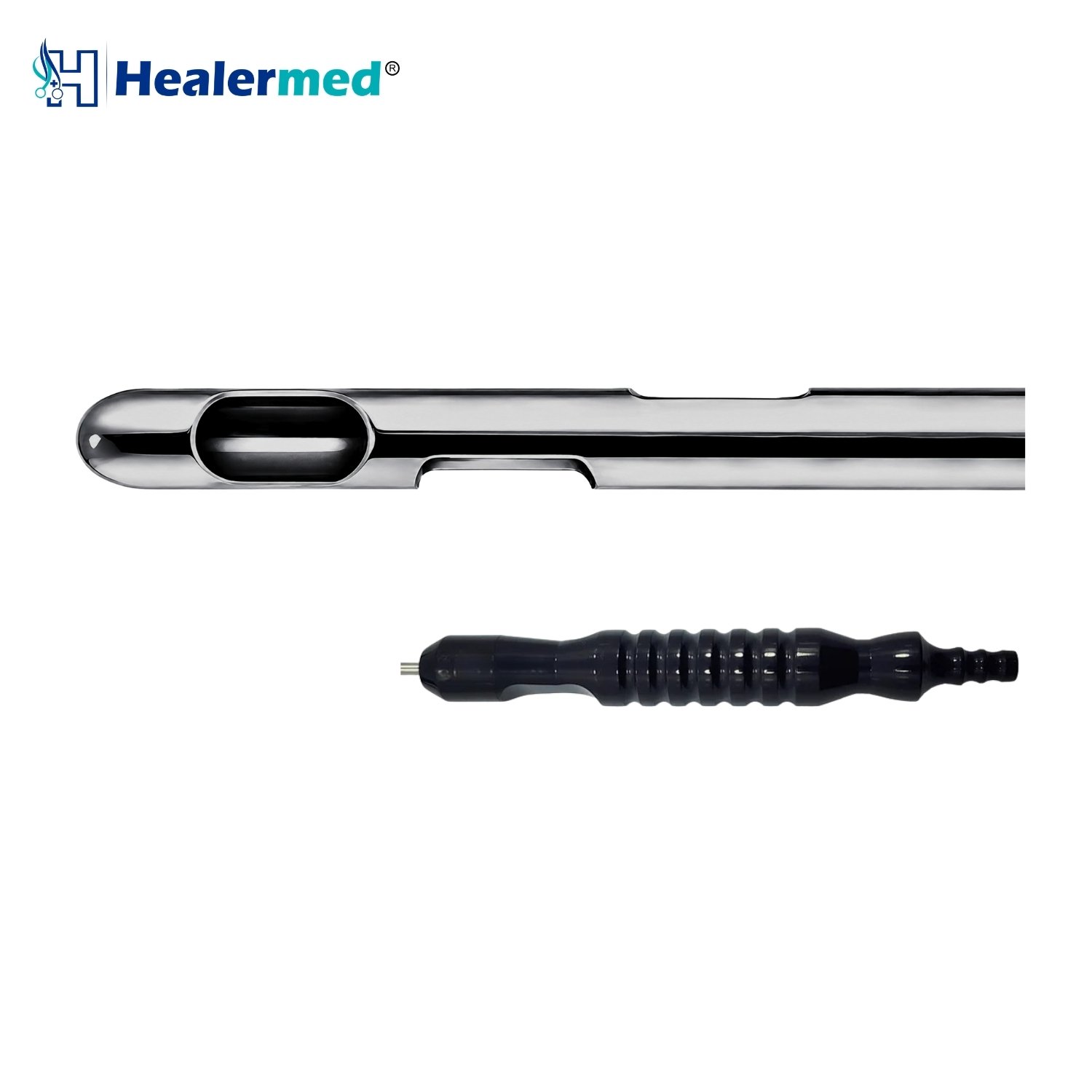 Black anodized handle 3 spiral port liposuction cannula, German stainless steel
