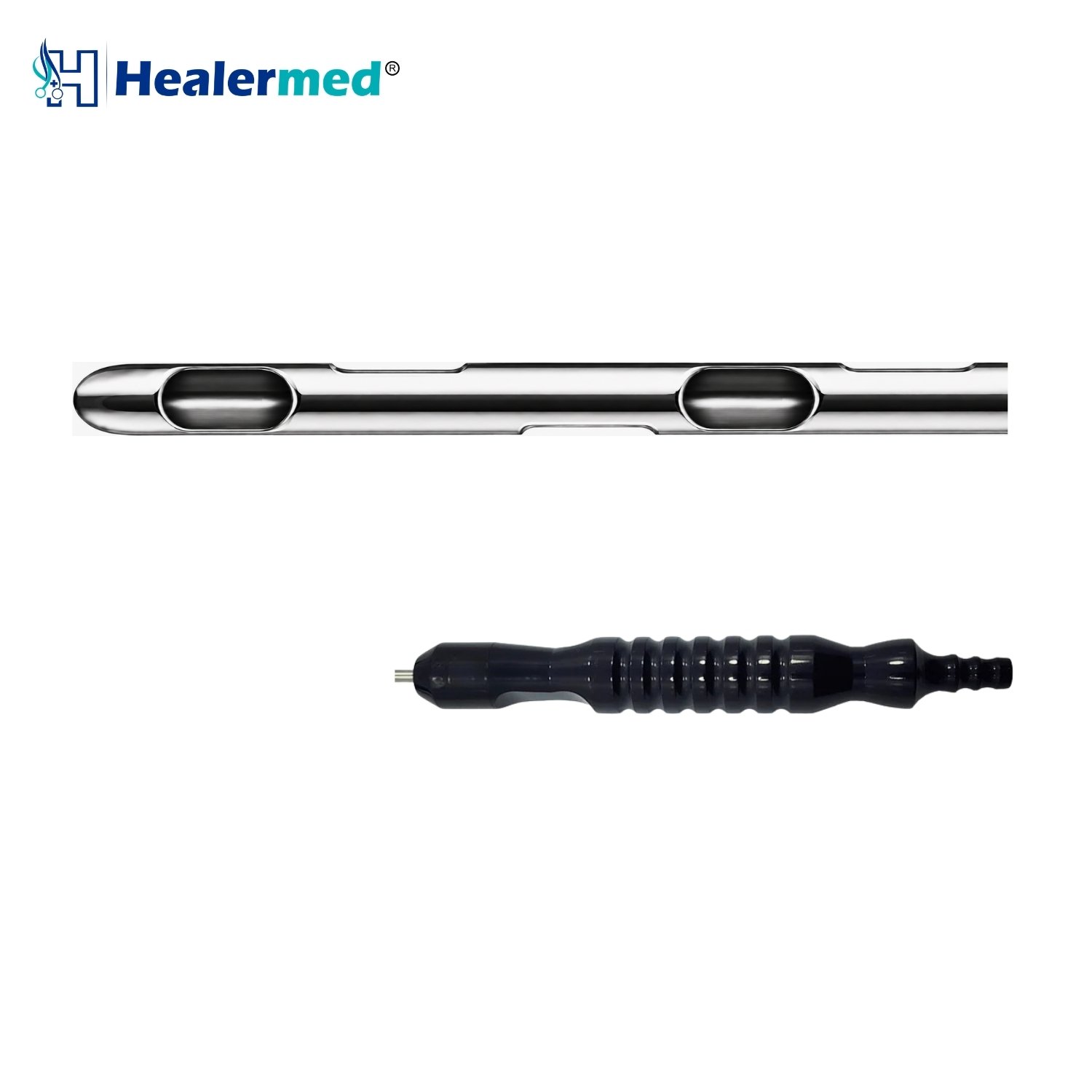 Black anodized handle 6 spiral port liposuction cannula, German stainless steel
