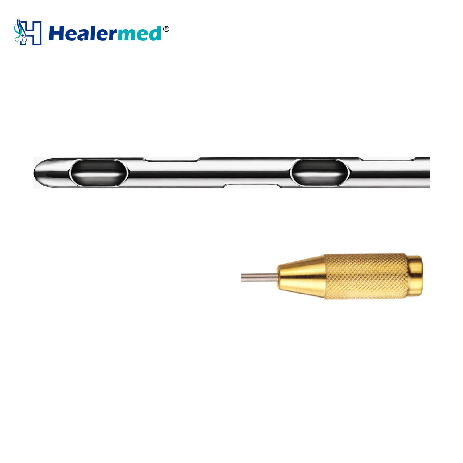 Threaded fitting 6 spiral port liposuction cannula, German stainless steel