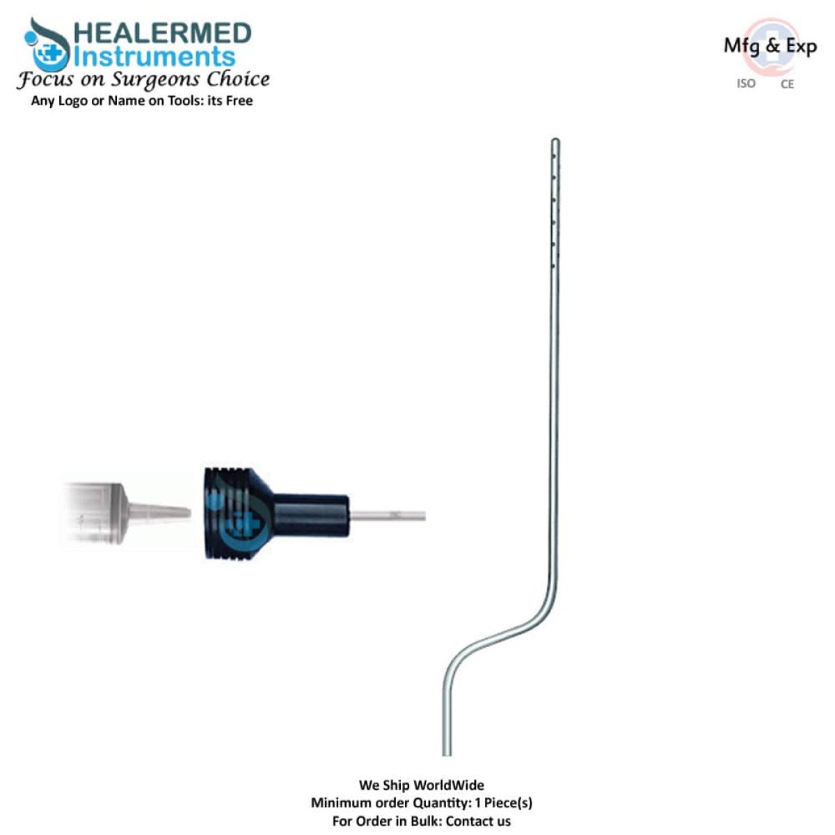 Tumescent Bayonet Infiltration cannula 60cc tommey hub connector
