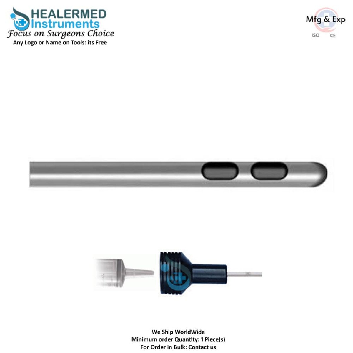 Bi Port Two Hole Liposuction Cannula 60cc tommey hub connector