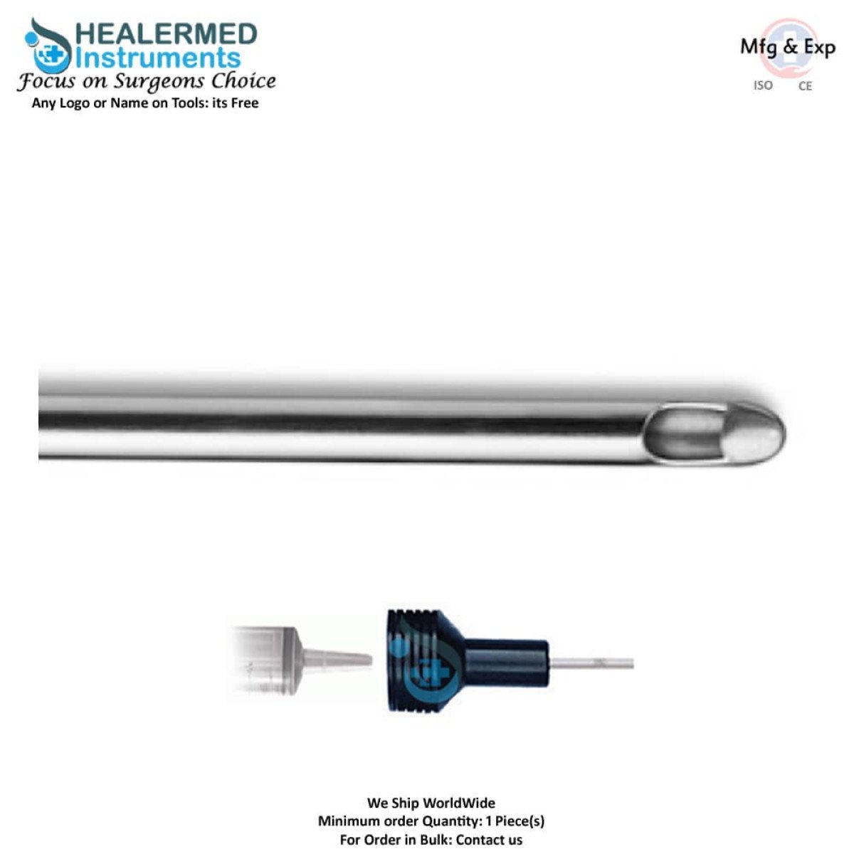 Blunt Tip Injector round cannula 60cc tommey hub connector