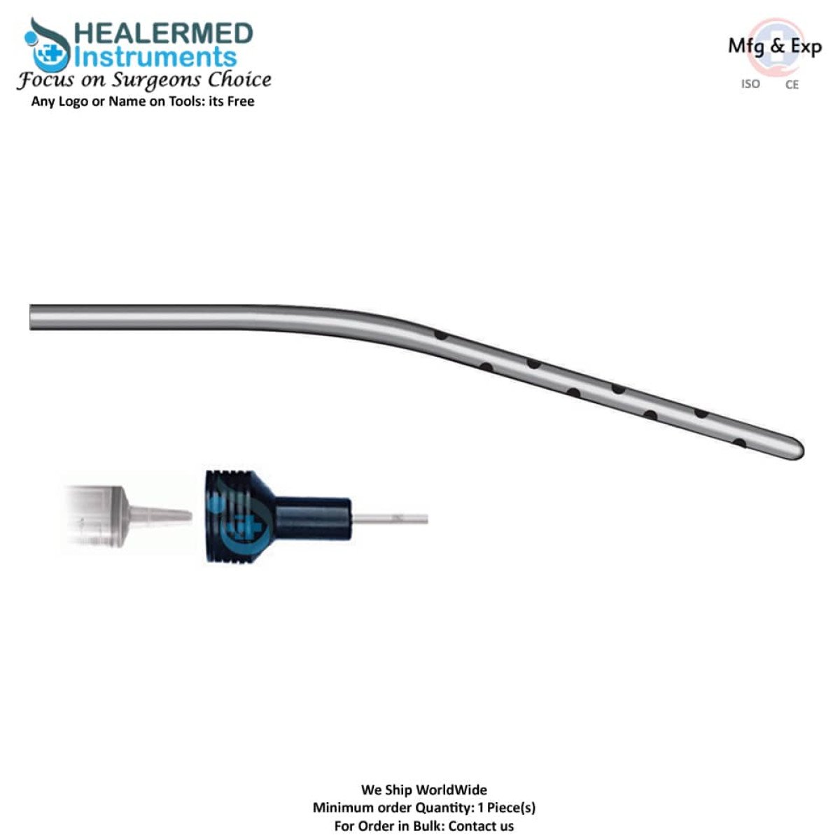 Tumescent Angled Infiltration cannula 60cc tommey hub connector
