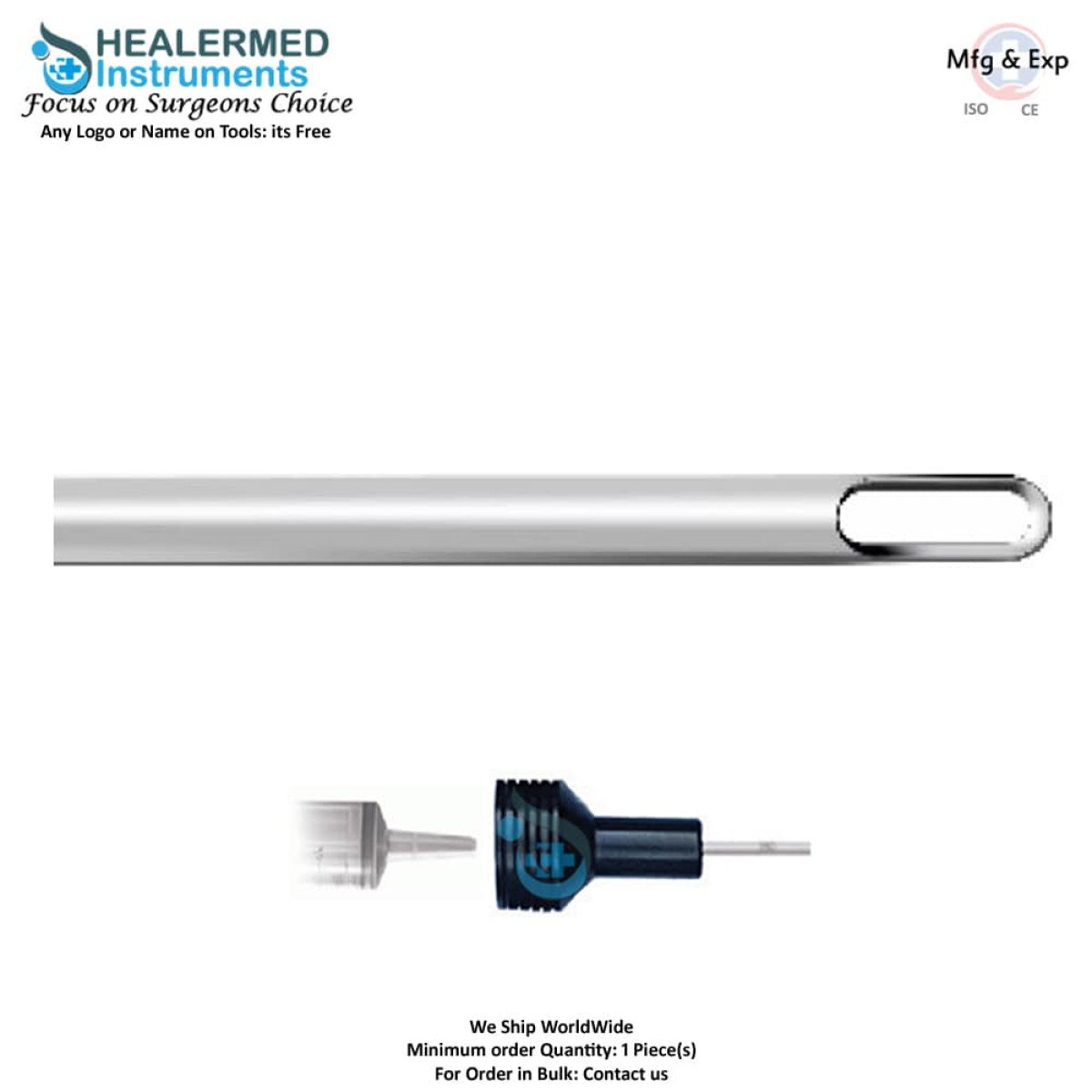 Single open square hole Liposuction cannula  60cc tommey hub connector