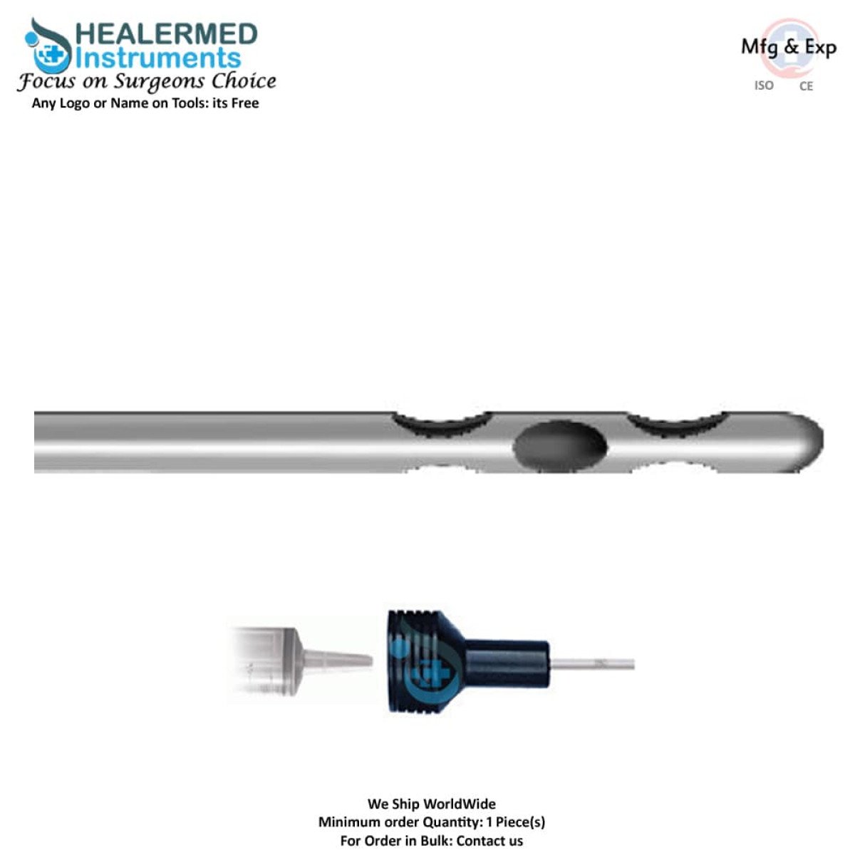 Two Parallel upper one central and two parallel lower holes cannula 60cc tommey hub connector