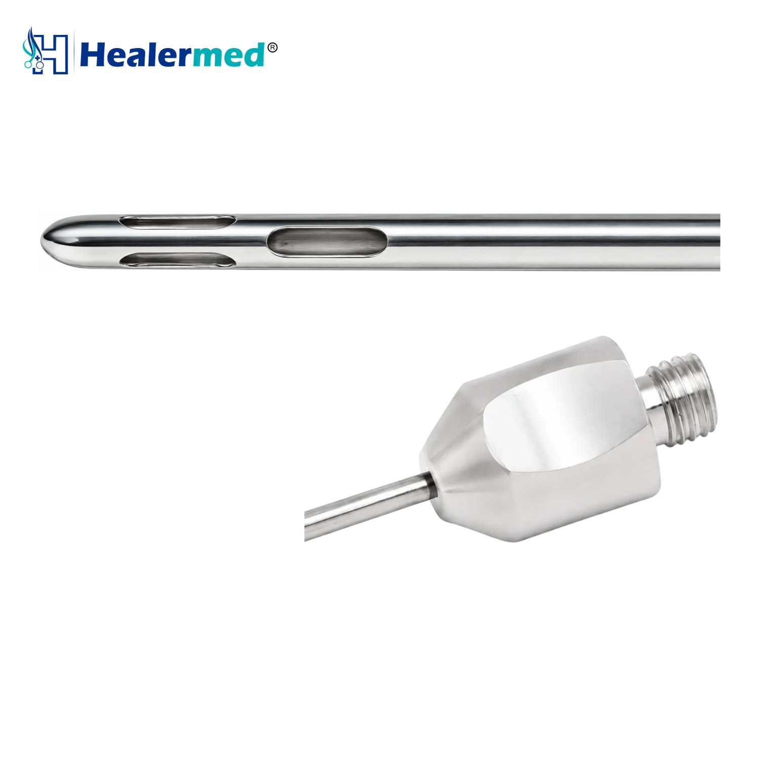 Accelerator three port liposuction cannula with graded port sizes, German stainless steel