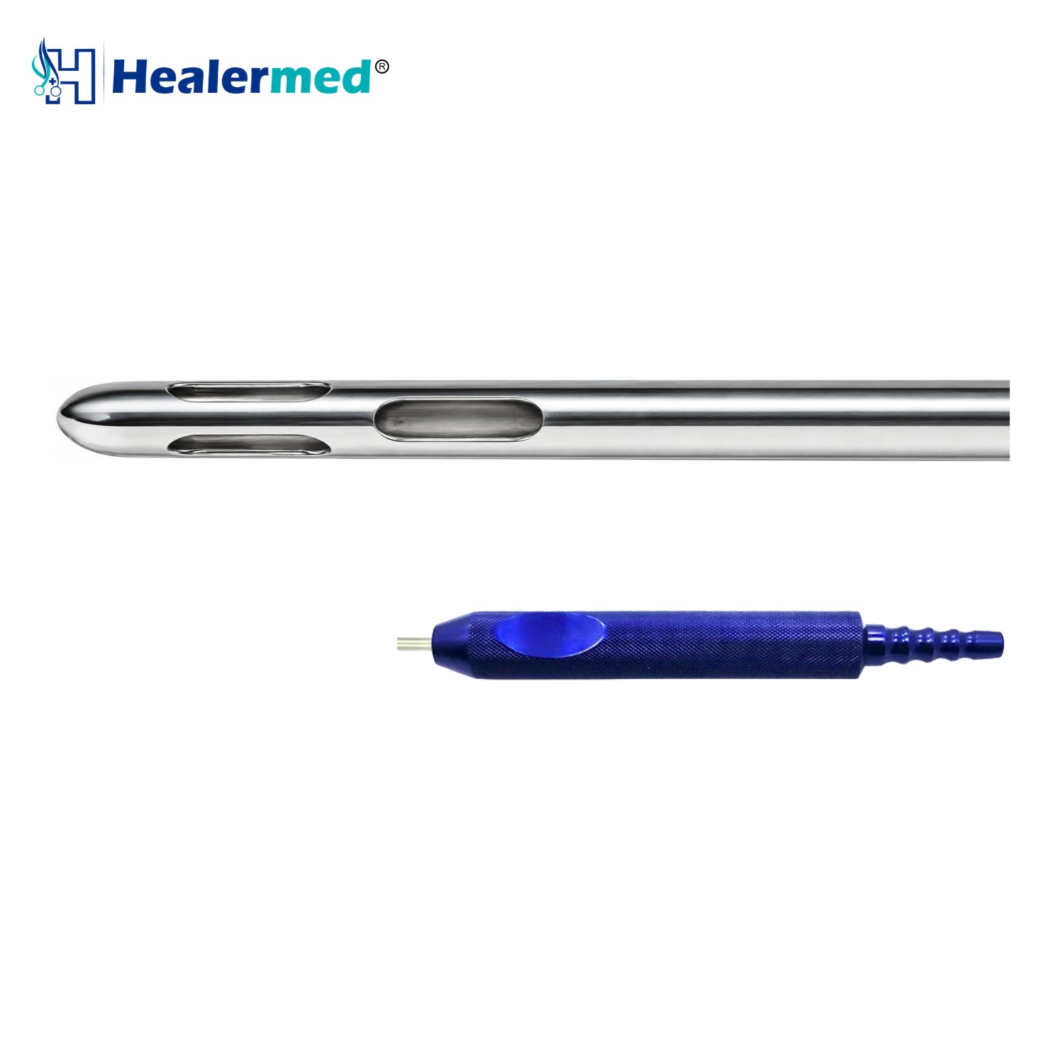 Accelerator three port liposuction cannula with graded port sizes, German stainless steel