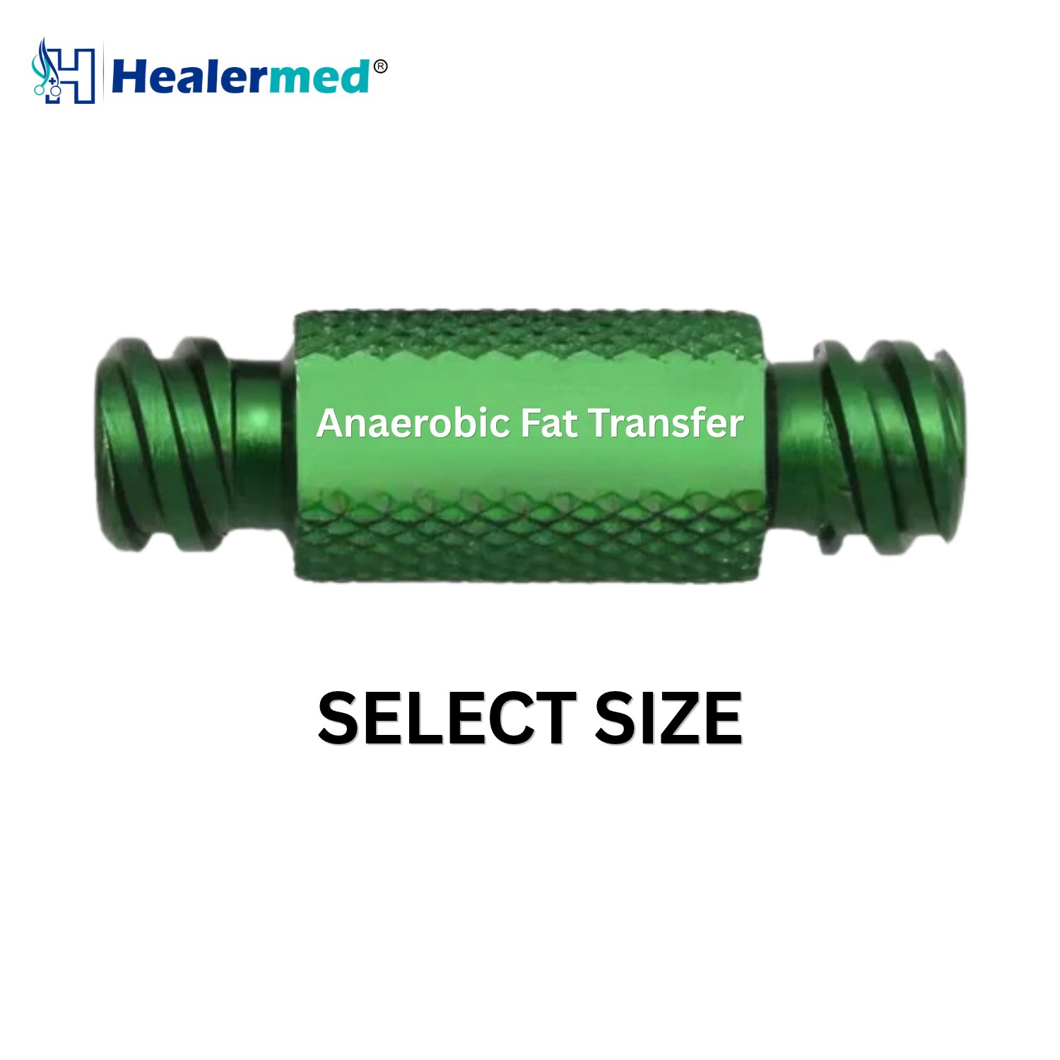 Anaerobic fat transfer adapters in seven bore sizes from 1.0mm to 3.0mm, German stainless steel