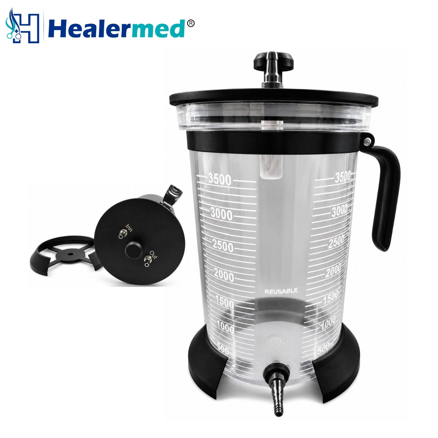 3500 ml liposuction fat collection jar with stainless steel mesh filter and sealed lid