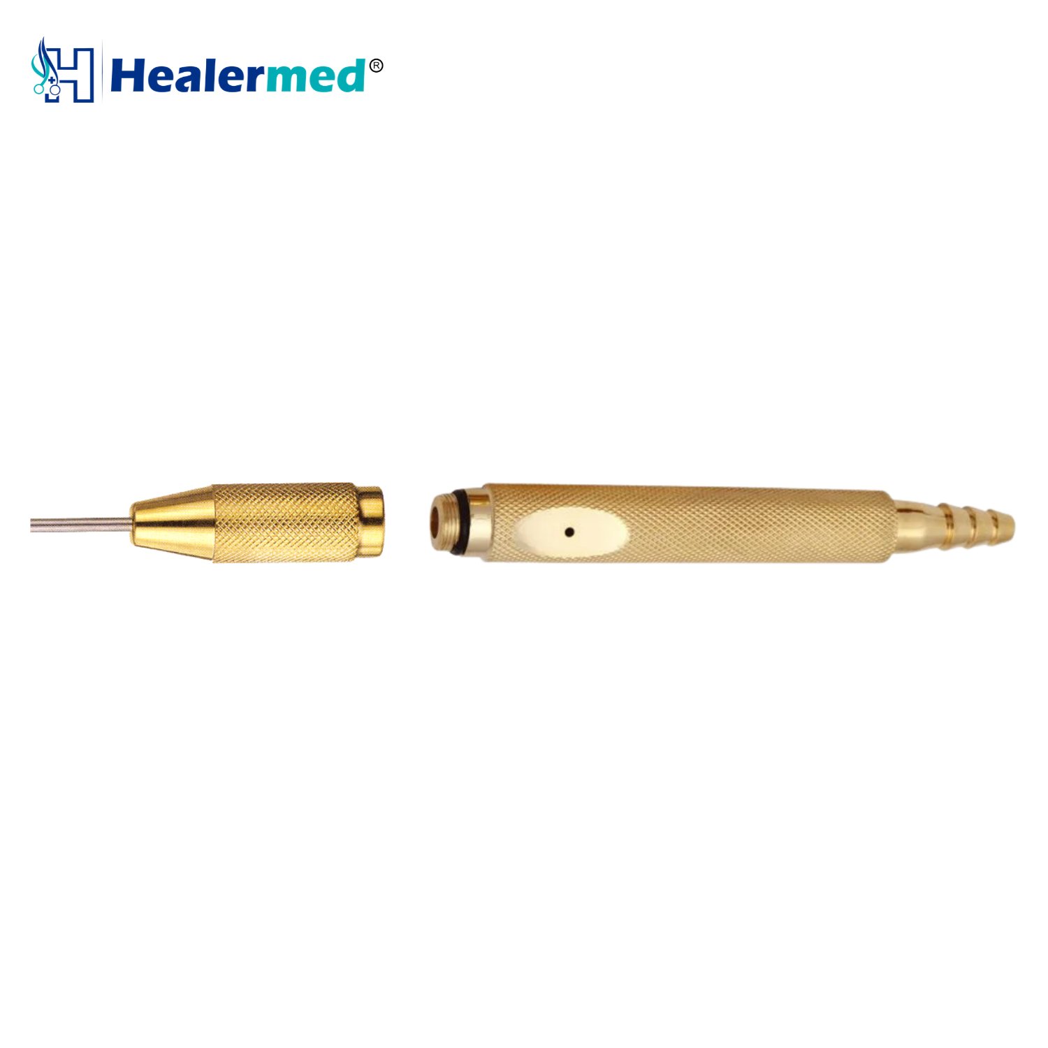 Stainless Steel Handle with Thumb Hole for Threaded Hub Cannulas for liposuction cannulas, German stainless steel