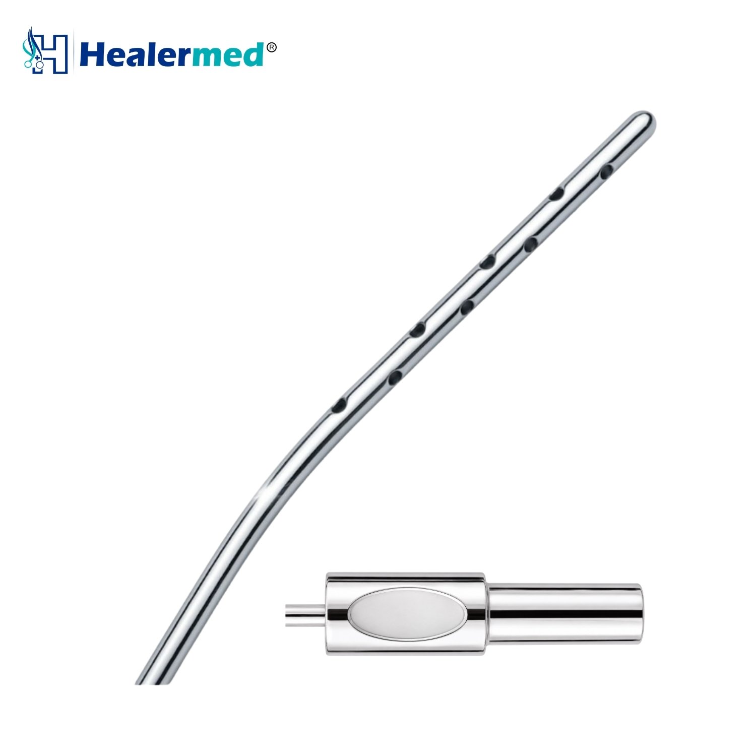 Tumescent angled infiltration cannula showing bent working shaft