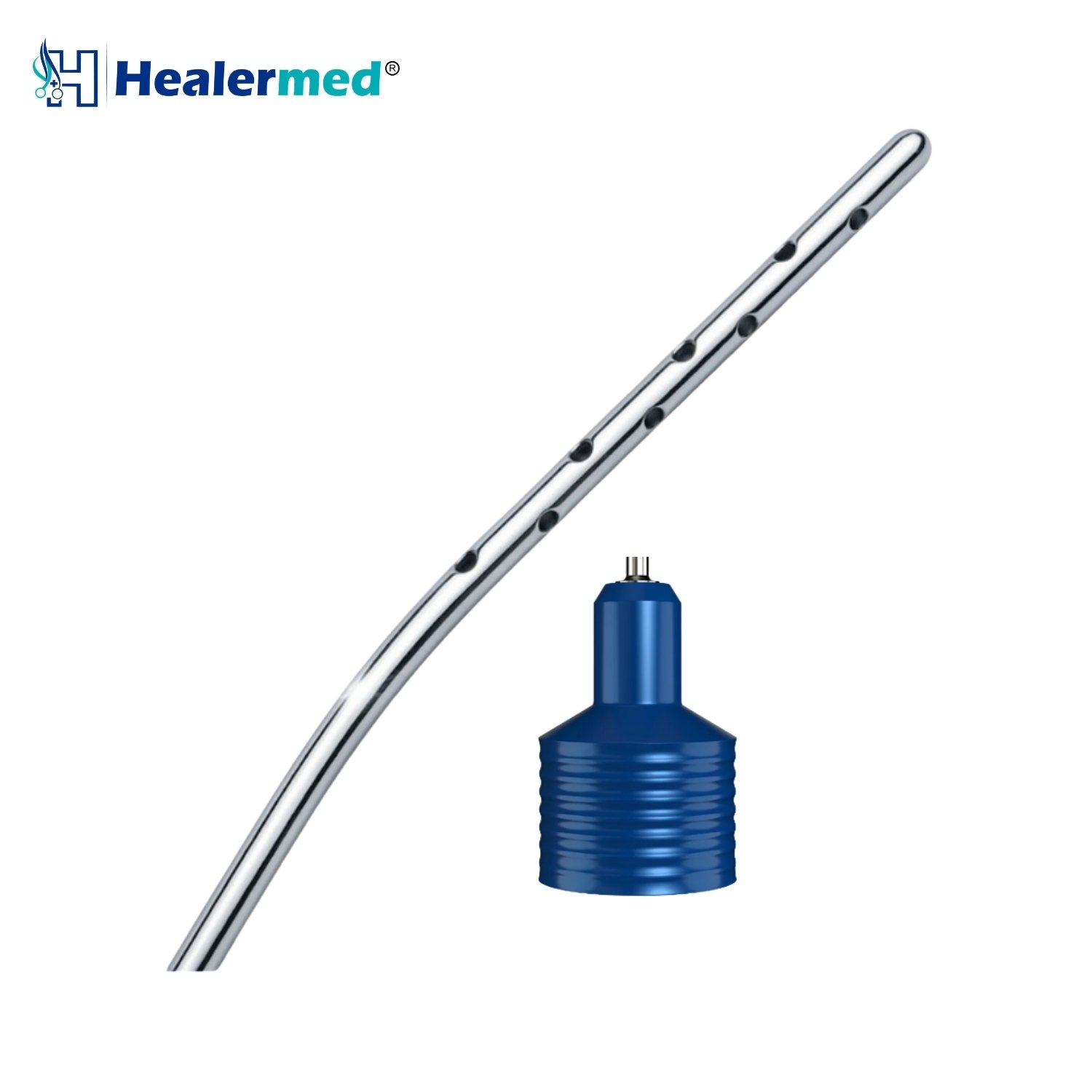 Tumescent angled infiltration cannula showing bent working shaft