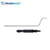 Bayonet tumescent infiltrator liposuction cannula featuring a premium surgical steel shaft and an ergonomic black fixed power handle.