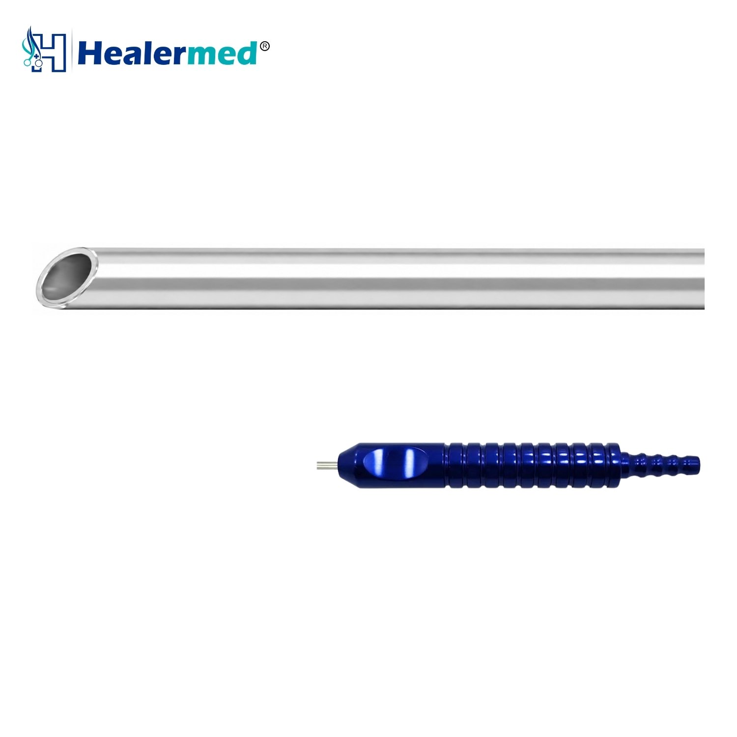 Beveled Hole On Top liposuction cannula with Grooved Power Handle hub, German stainless steel