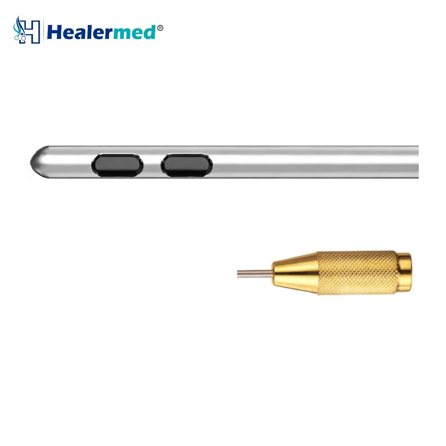 Bi-Port liposuction cannula with Threaded Fitting hub, German stainless steel