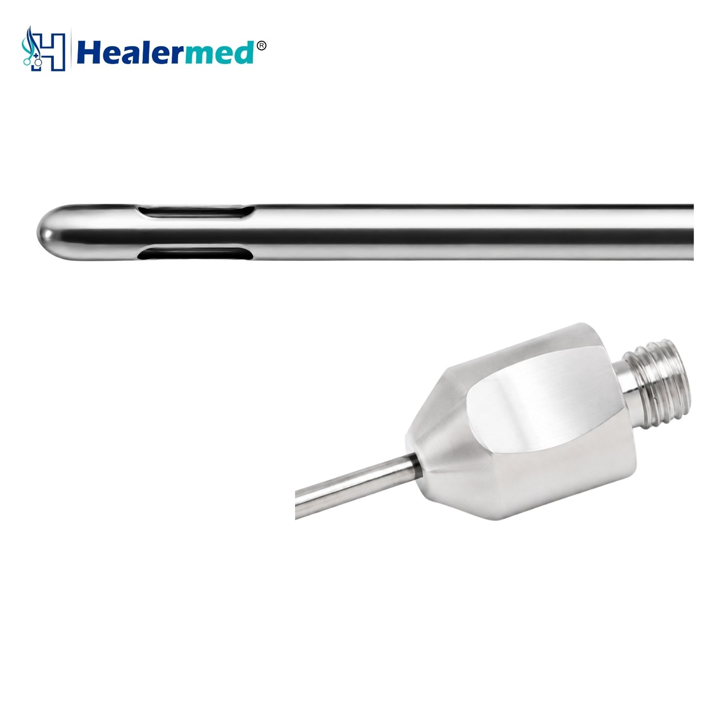 Double Long Port liposuction cannula with BeautiFill Laser Compatible hub, German stainless steel