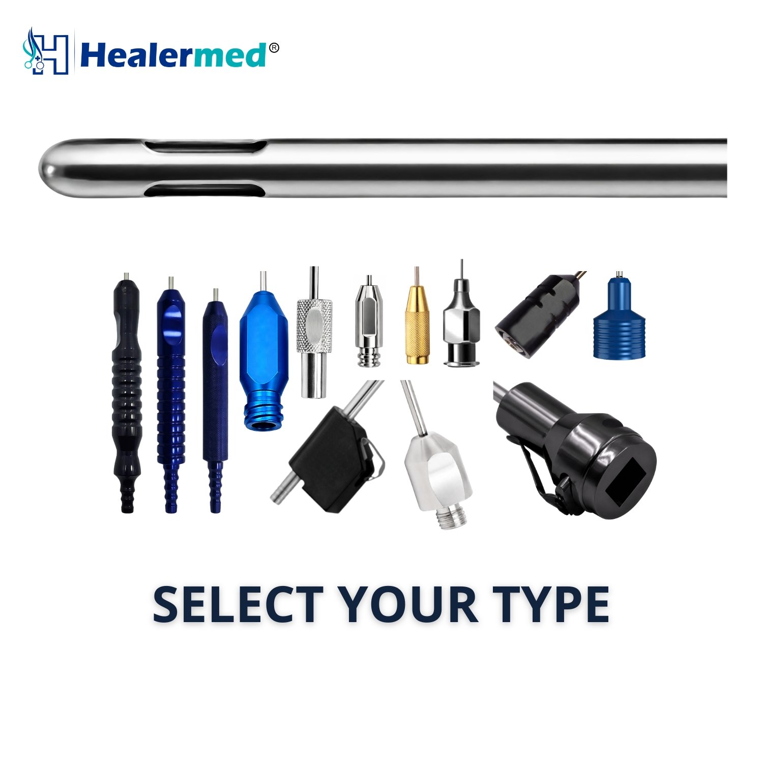 Double long port liposuction cannula with two long ports on the shaft, German stainless steel