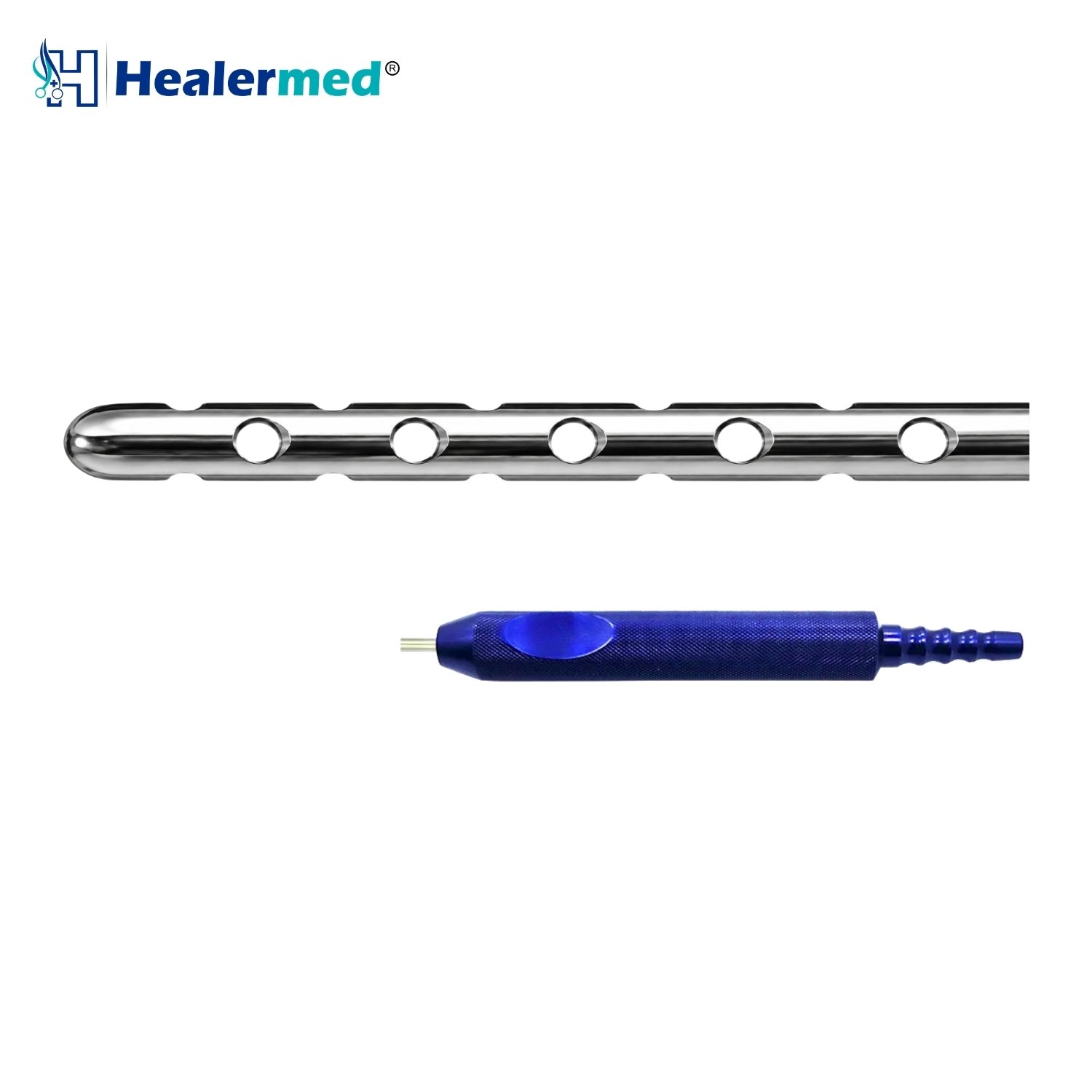 Multi Port Harvester Both End Bevel liposuction cannula with Fixed Power Handle hub, German stainless steel