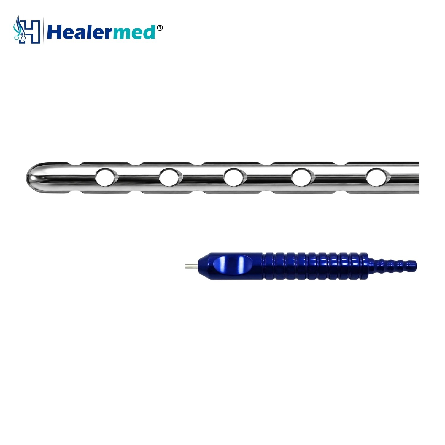 Multi Port Harvester Both End Bevel liposuction cannula with Grooved Power Handle hub, German stainless steel
