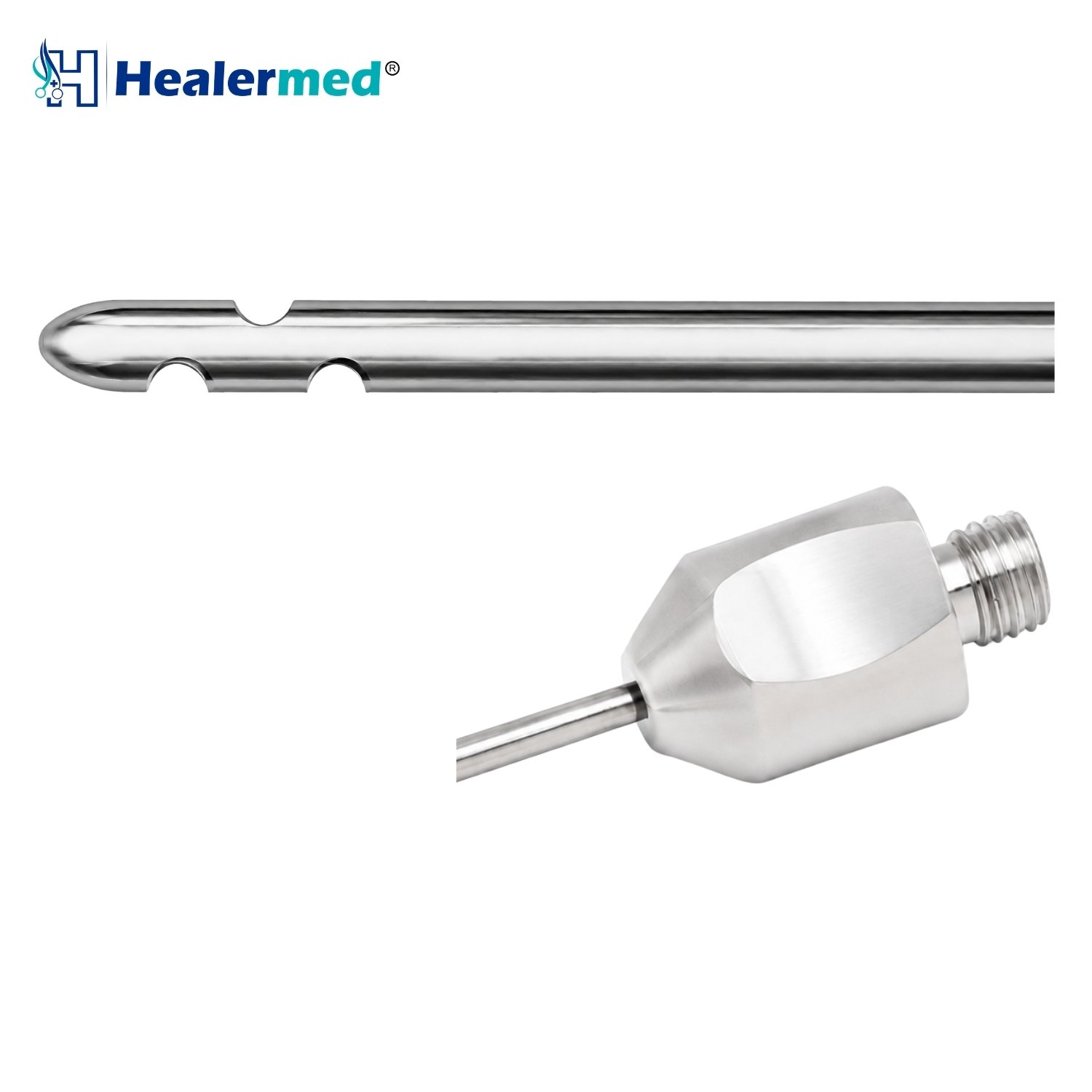 Candy Cane liposuction cannula with BeautiFill Laser Compatible hub, German stainless steel