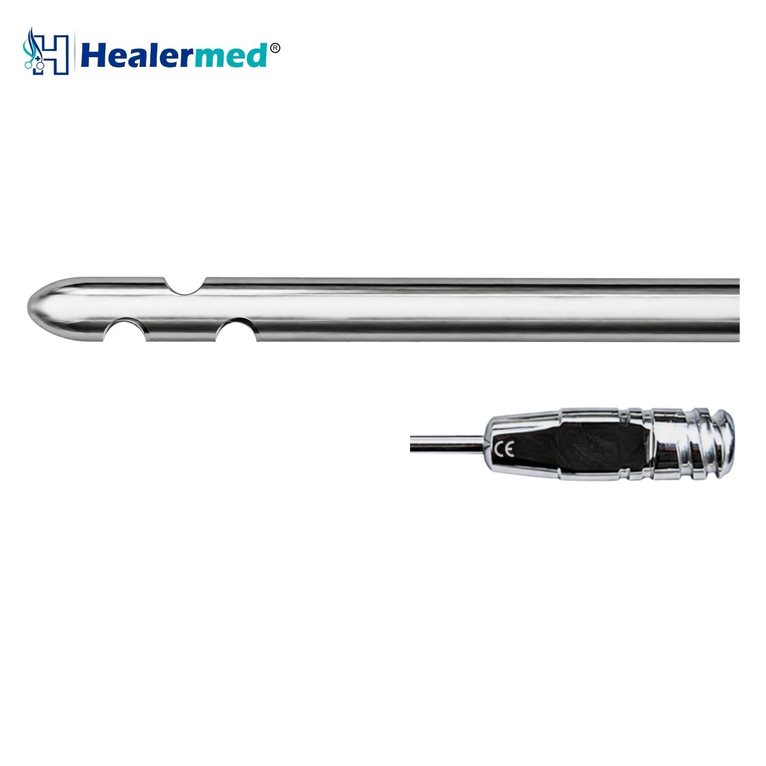 Candy Cane liposuction cannula with Stainless Steel Luer Lock hub, German stainless steel
