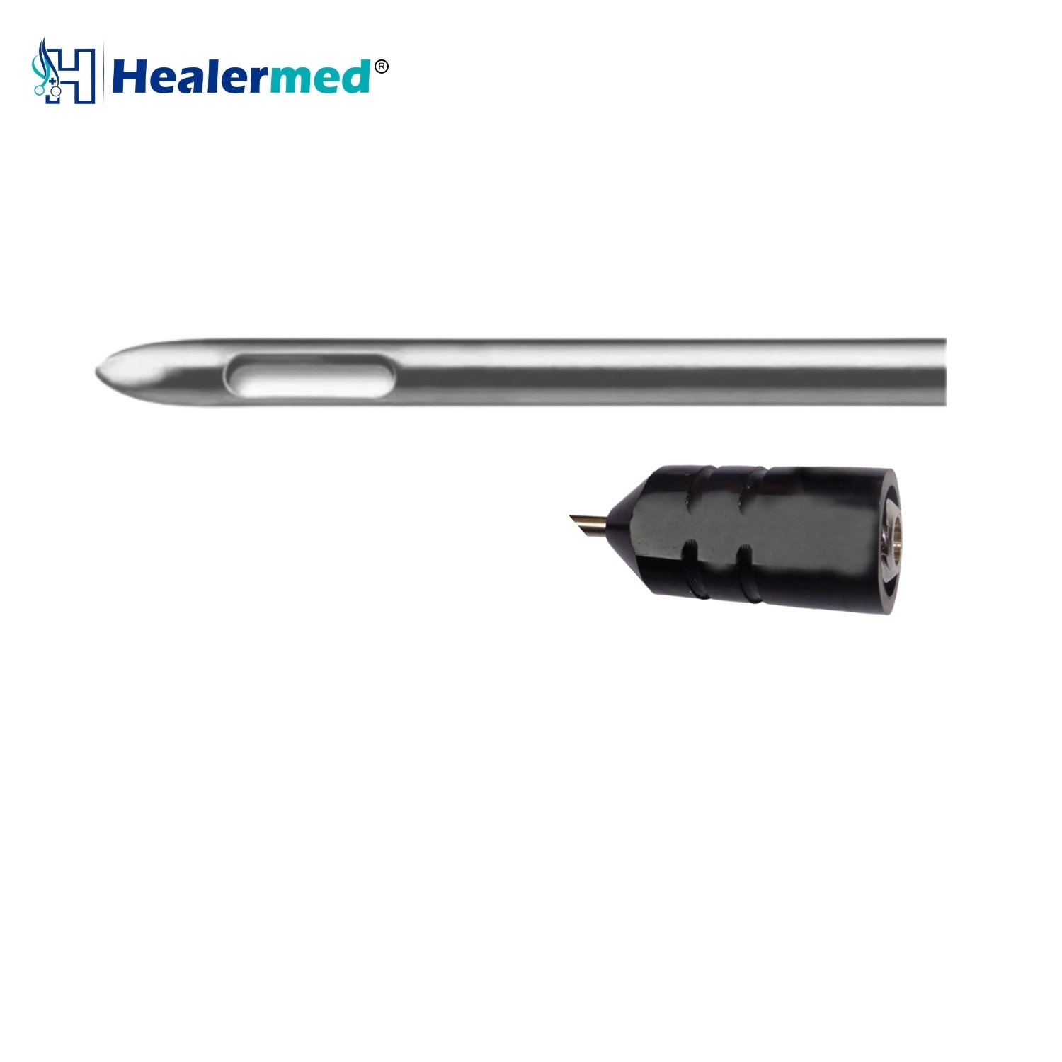 Super Luer Lock Cobra two port liposuction cannula, German stainless steel