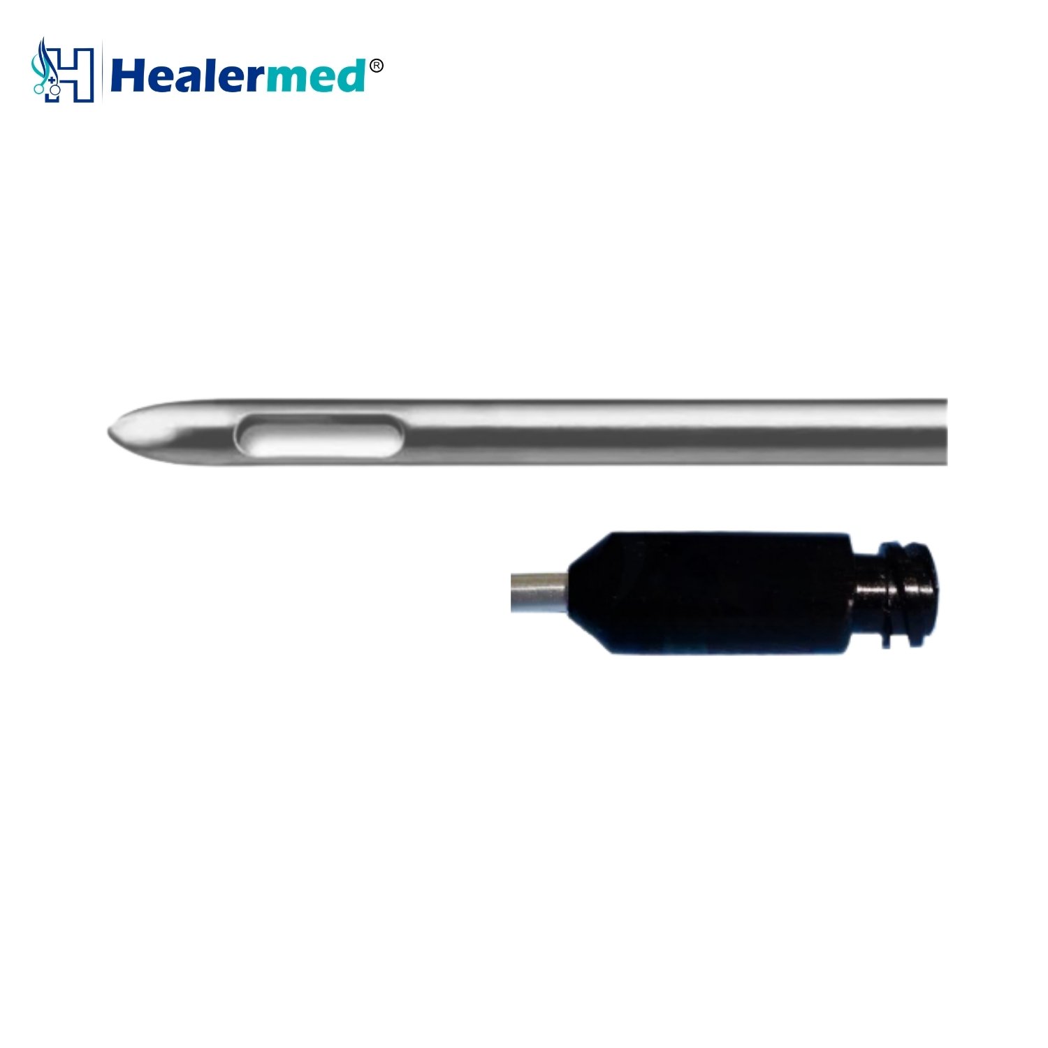 Luer lock Cobra style two port liposuction cannula, German stainless steel