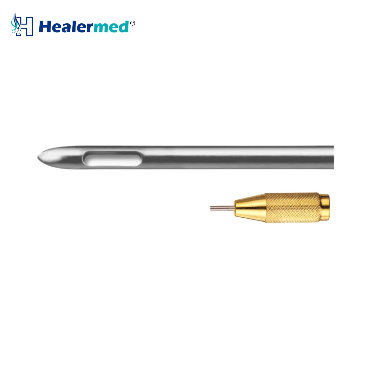 Threaded fitting Cobra two port liposuction cannula, German stainless steel