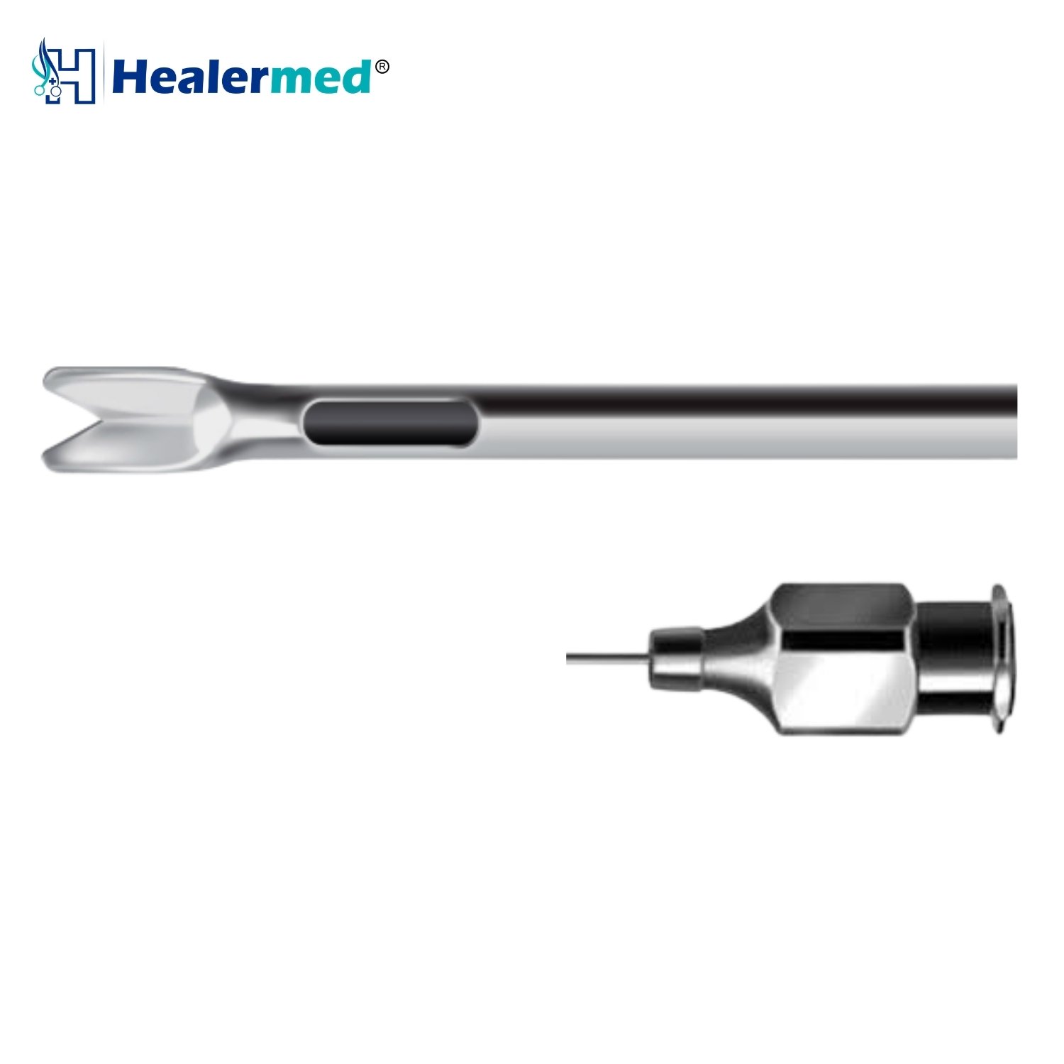 Deep Sharp Cut Dissector liposuction cannula with Universal Luer Lock hub, German stainless steel
