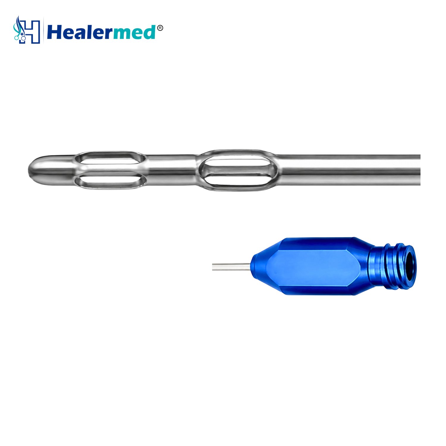 Double Basket Becker Liposuction cannula with Luer Lock hub, German stainless steel