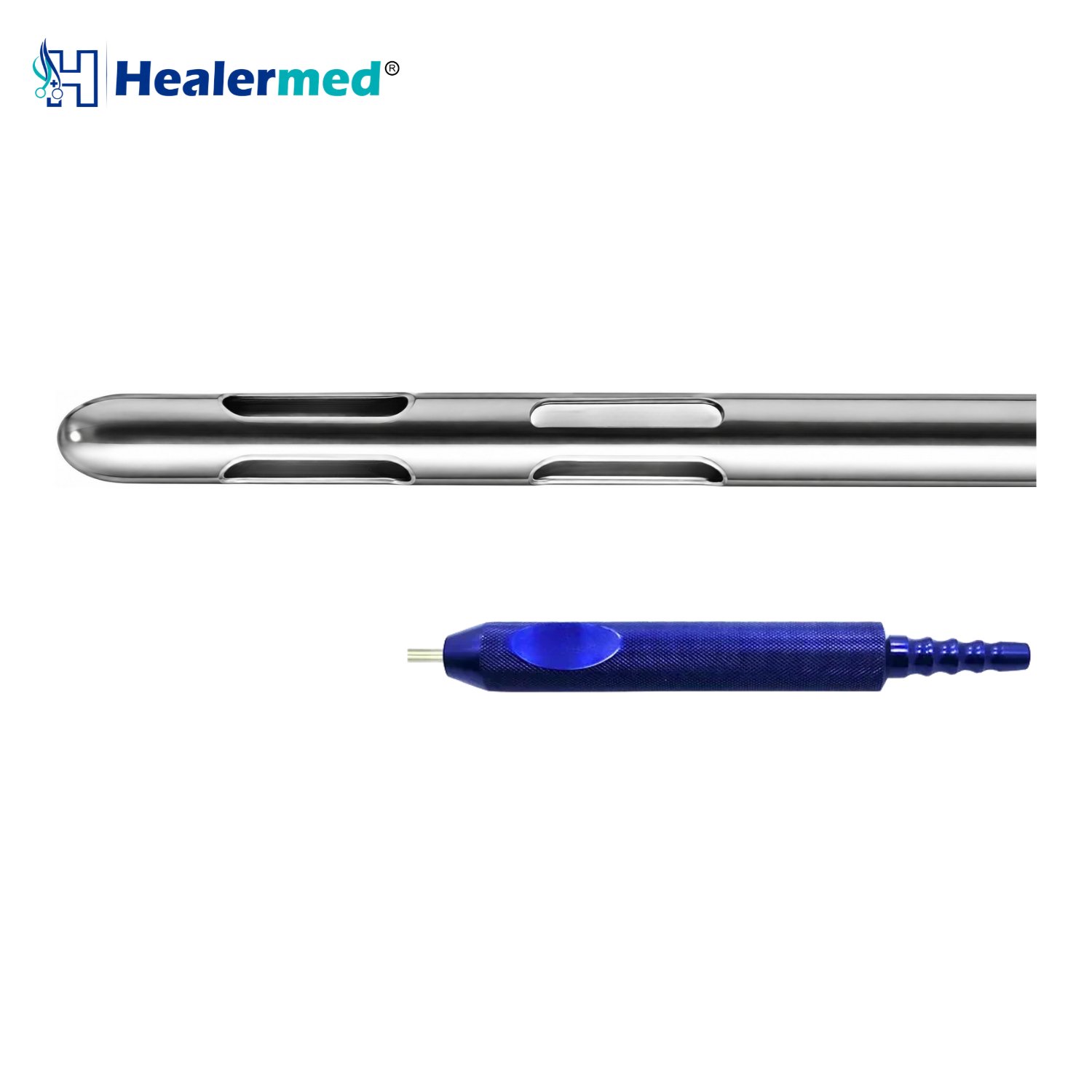 Double Mercedes Six Port Liposuction cannula with Fixed Power Handle hub, German stainless steel