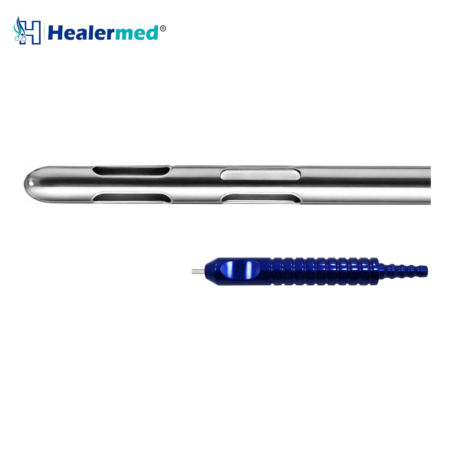 Double Mercedes Six Port Liposuction cannula with Grooved Power Handle hub, German stainless steel