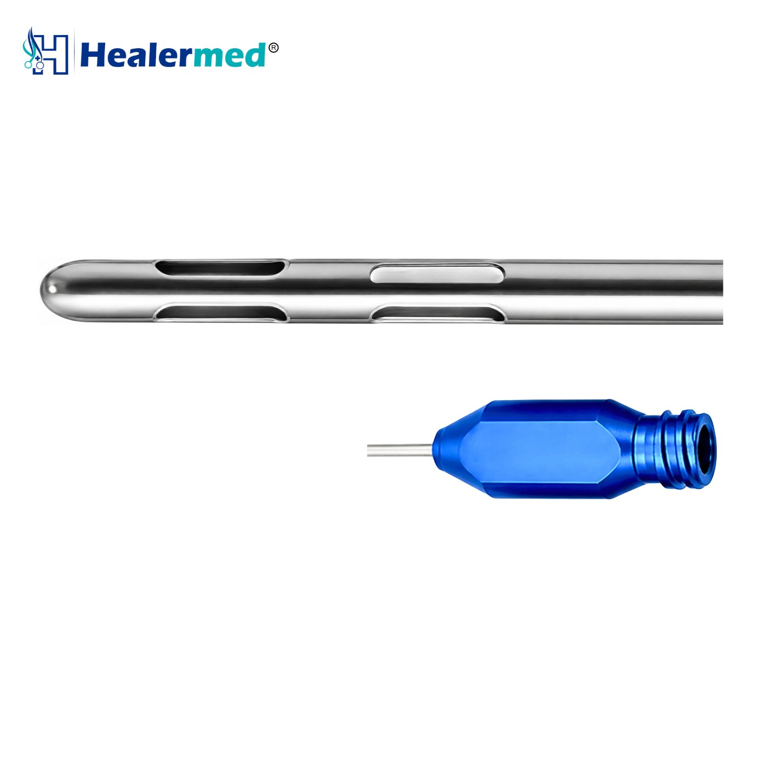 Double Mercedes Six Port Liposuction cannula with Luer Lock hub, German stainless steel