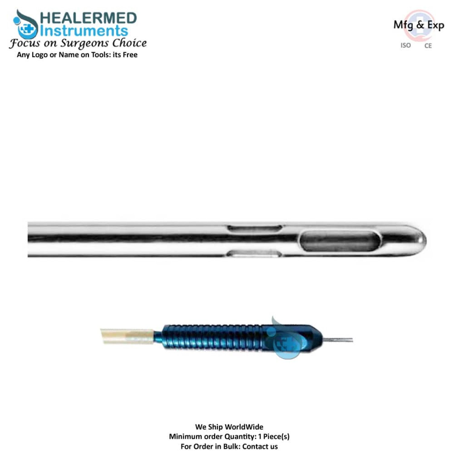 Pyramid Holes Liposuction Cannula Fixed Power Handle