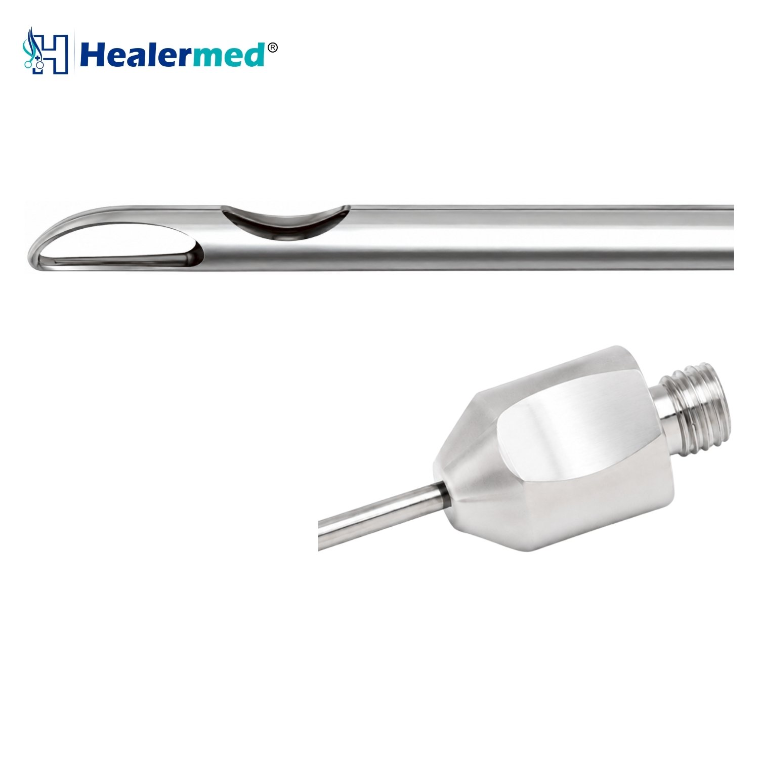 Lancet Tip One Central Hole liposuction cannula with BeautiFill Laser Compatible hub, German stainless steel