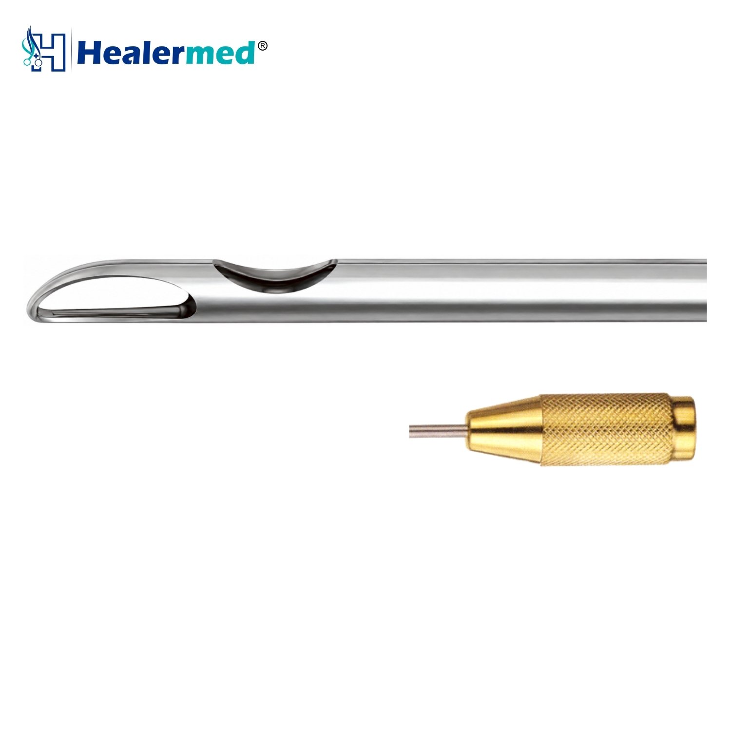 Lancet Tip One Central Hole liposuction cannula with Threaded Fitting hub, German stainless steel