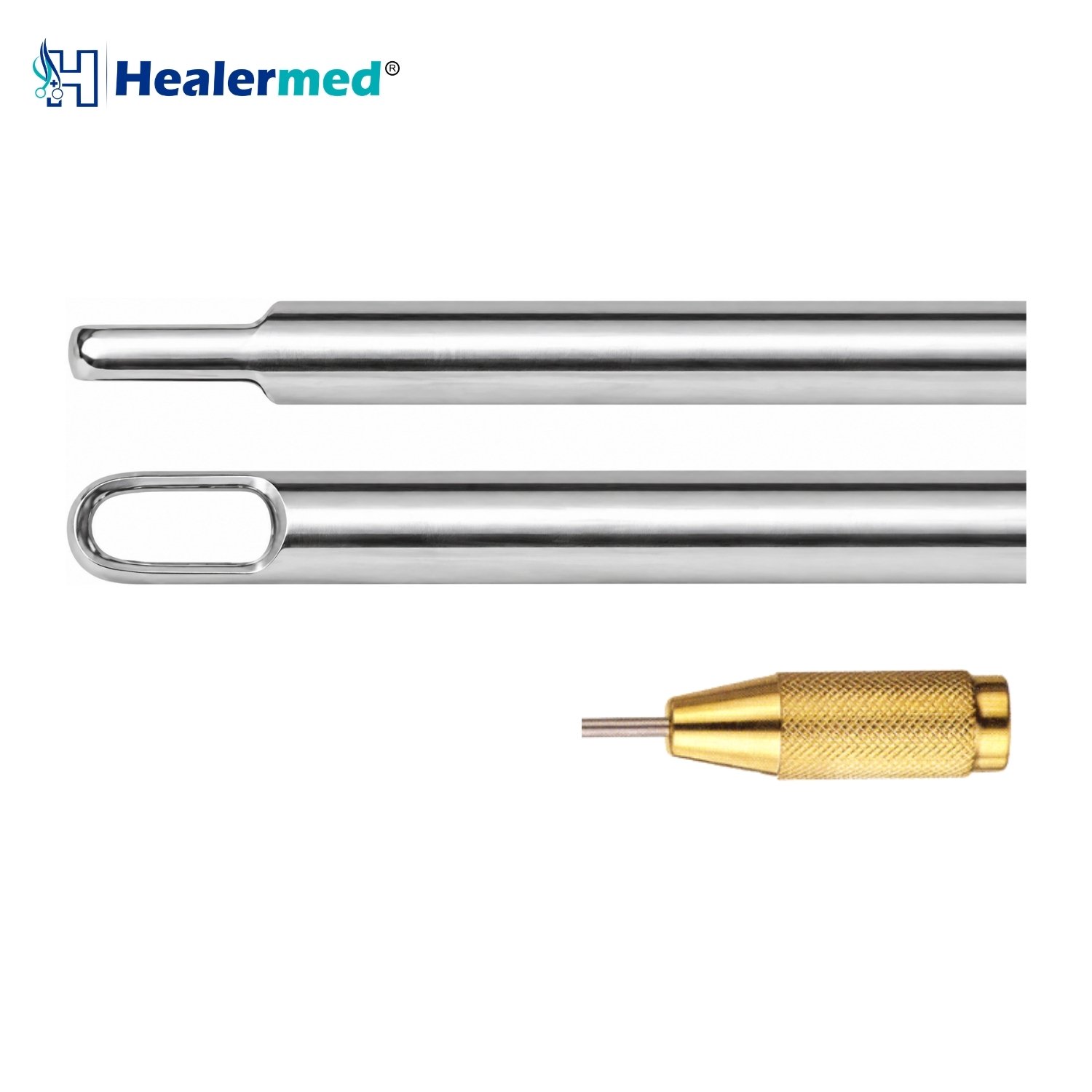 Long Hole Fat Aspiration Tip liposuction cannula with Threaded Fitting hub, German stainless steel