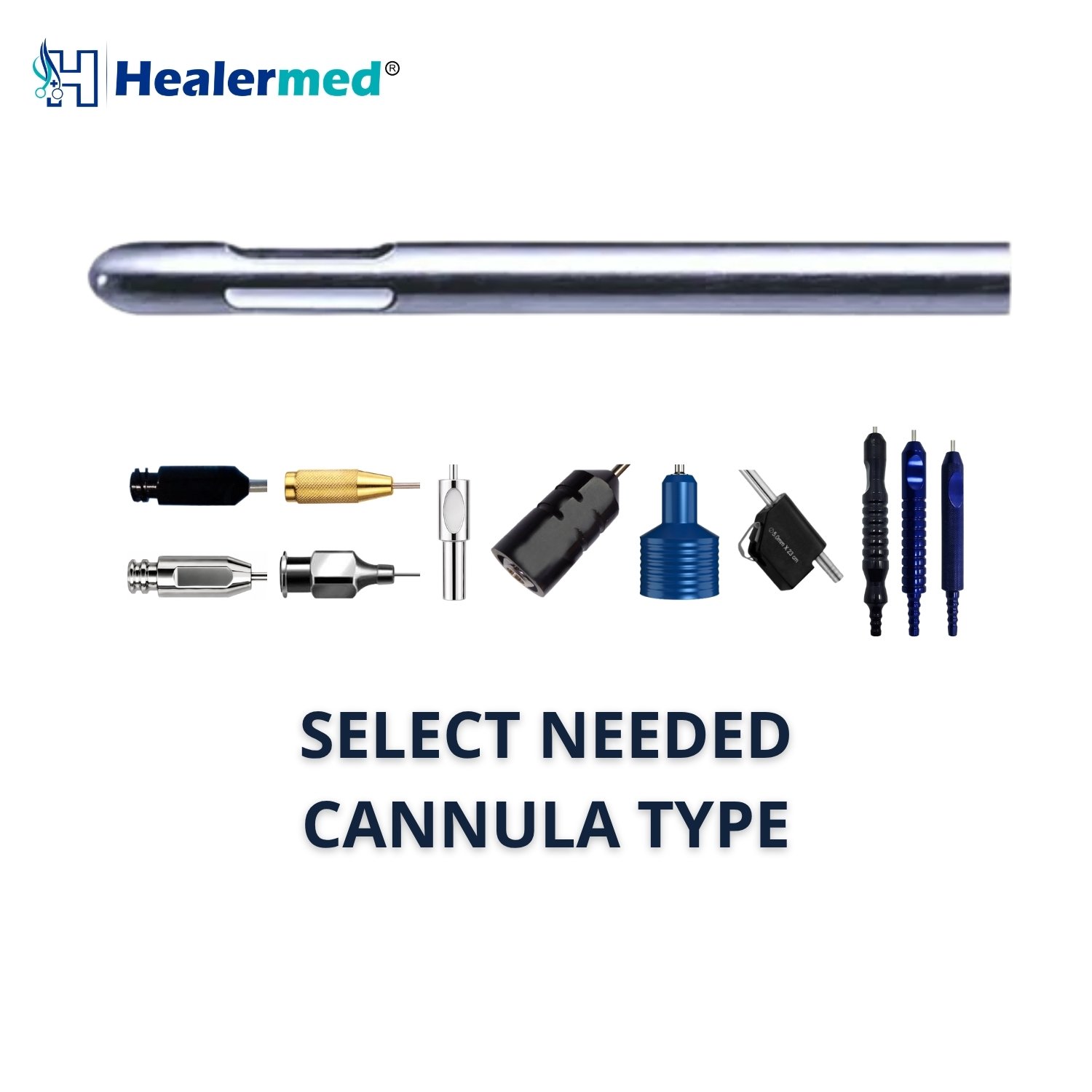 Mercedes tip liposuction cannula, three ports around the shaft, German stainless steel