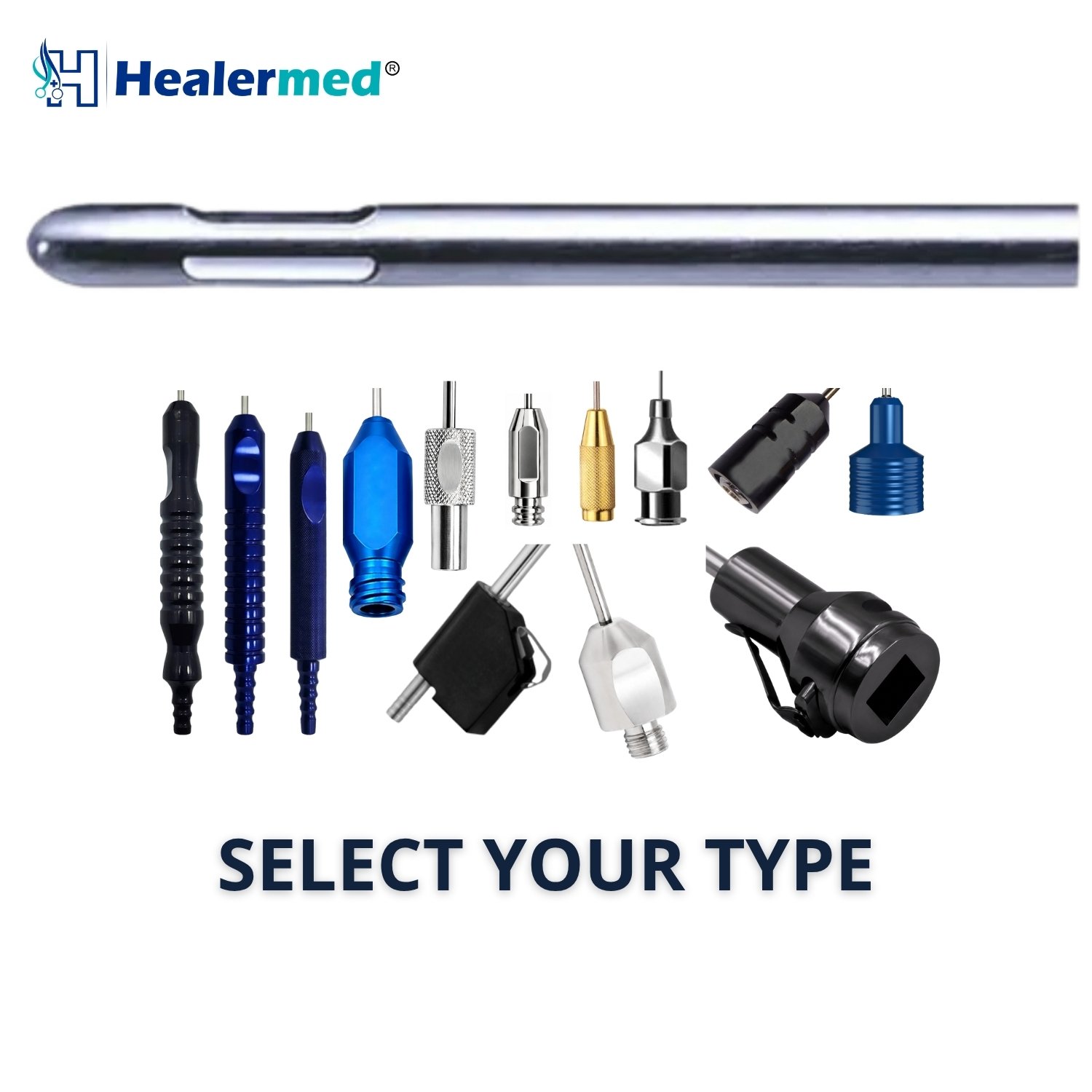 Mercedes tip liposuction cannula, three ports around the shaft, German stainless steel