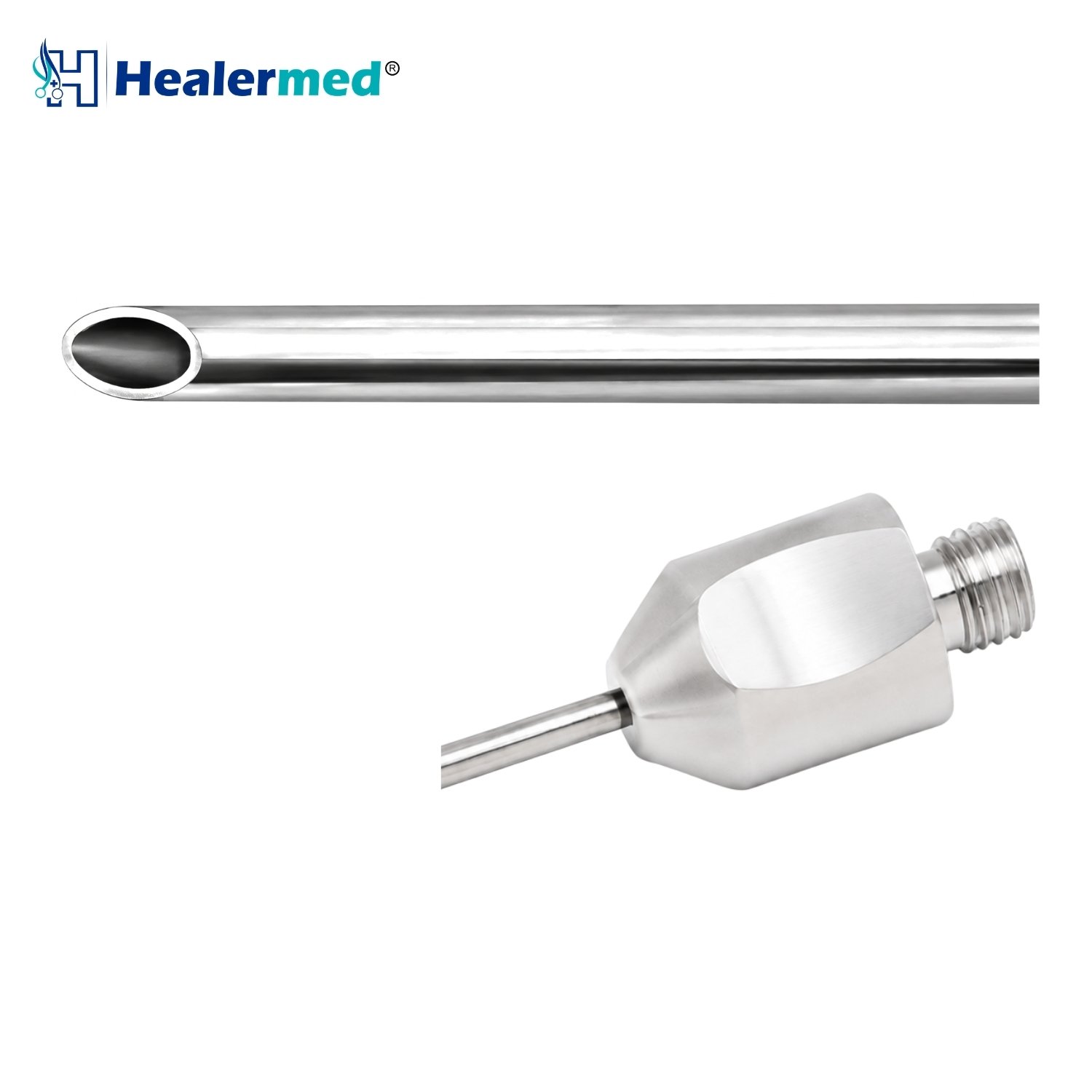 Oval Hole On Top liposuction cannula with BeautiFill Laser Compatible hub, German stainless steel