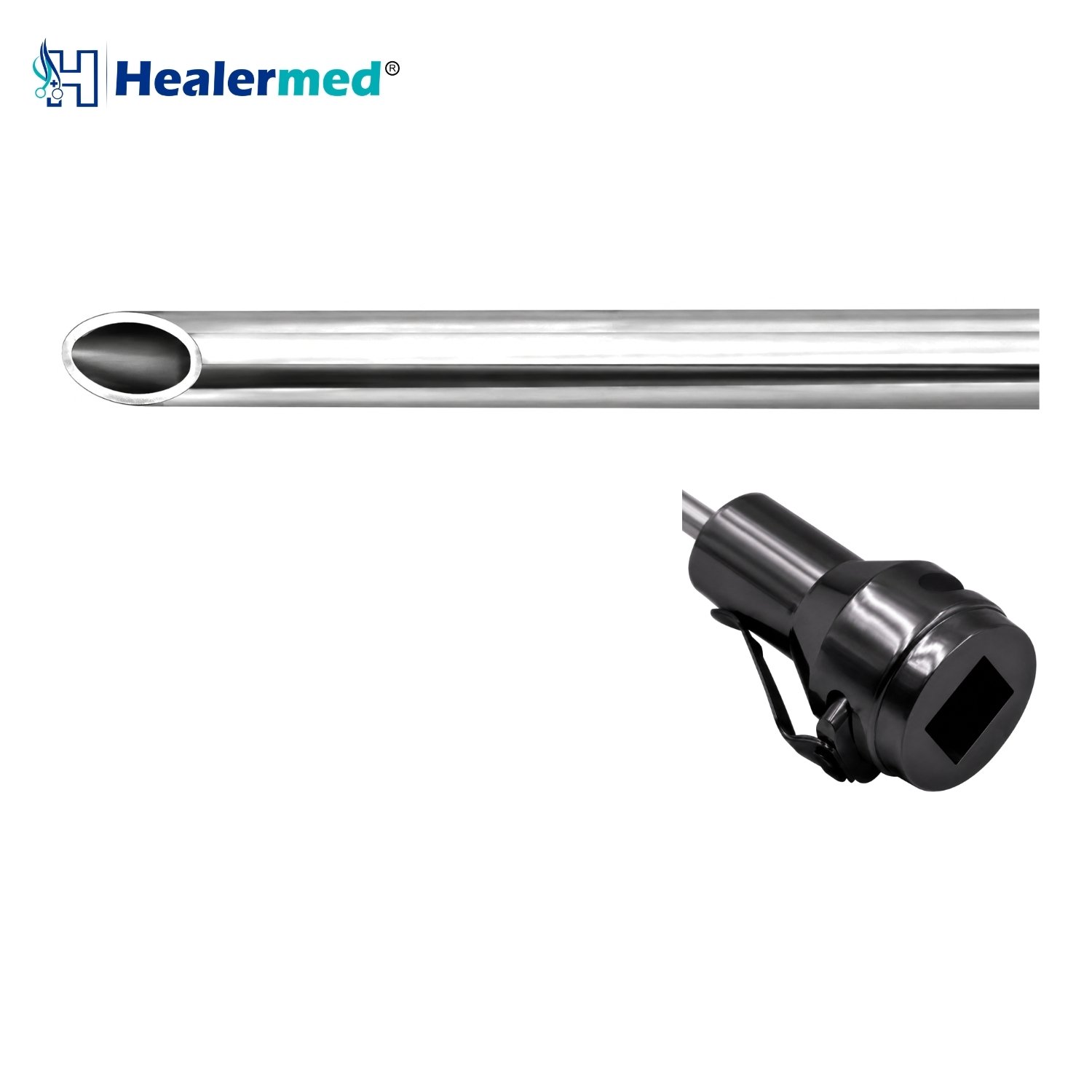 Oval Hole On Top liposuction cannula with Vibrasat Quick Lock hub, German stainless steel
