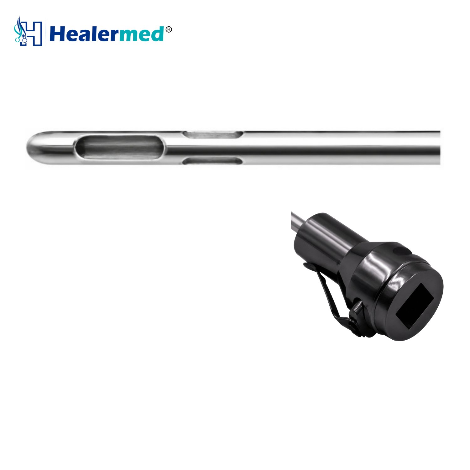 Pyramid Hole liposuction cannula with Vibrasat Quick Lock hub, German stainless steel