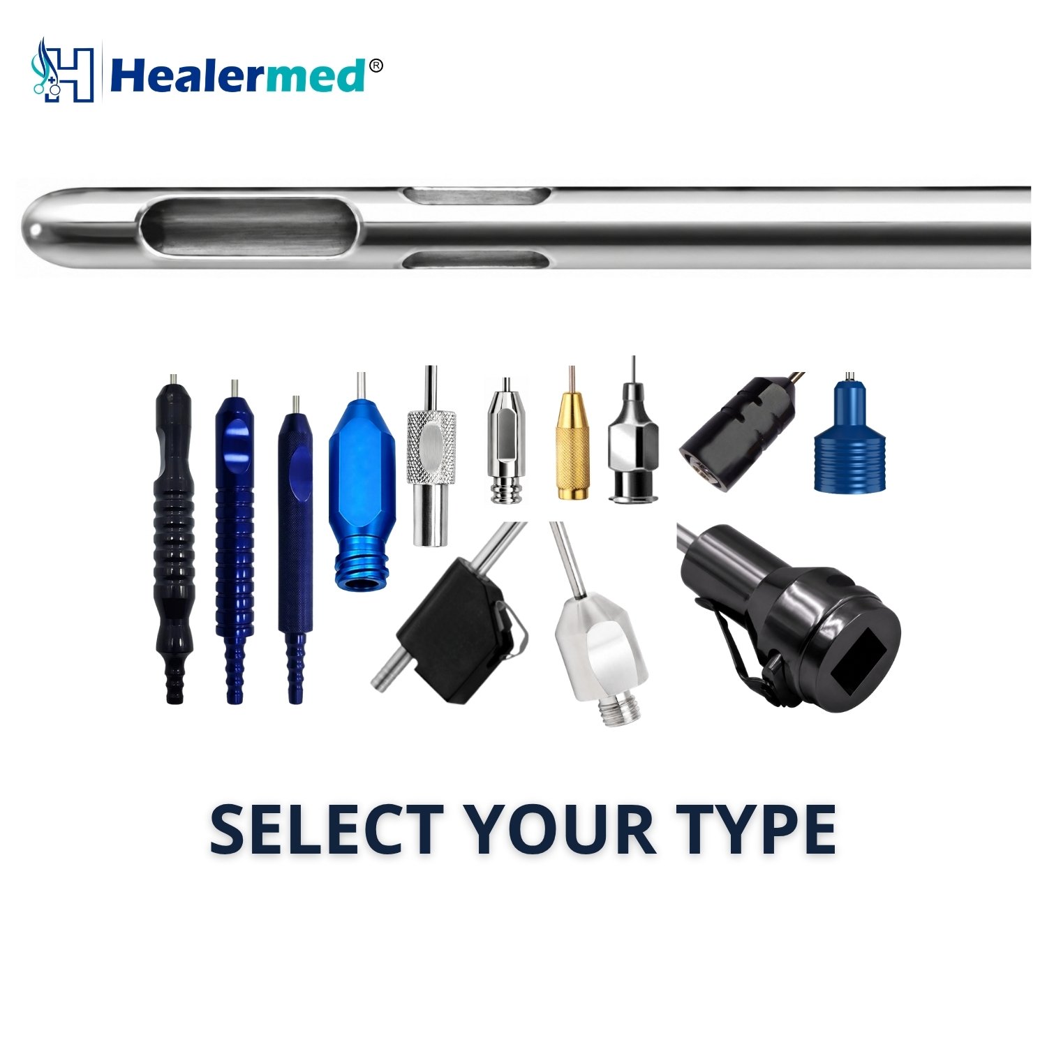 Pyramid hole liposuction cannula, German stainless steel, three hole pattern