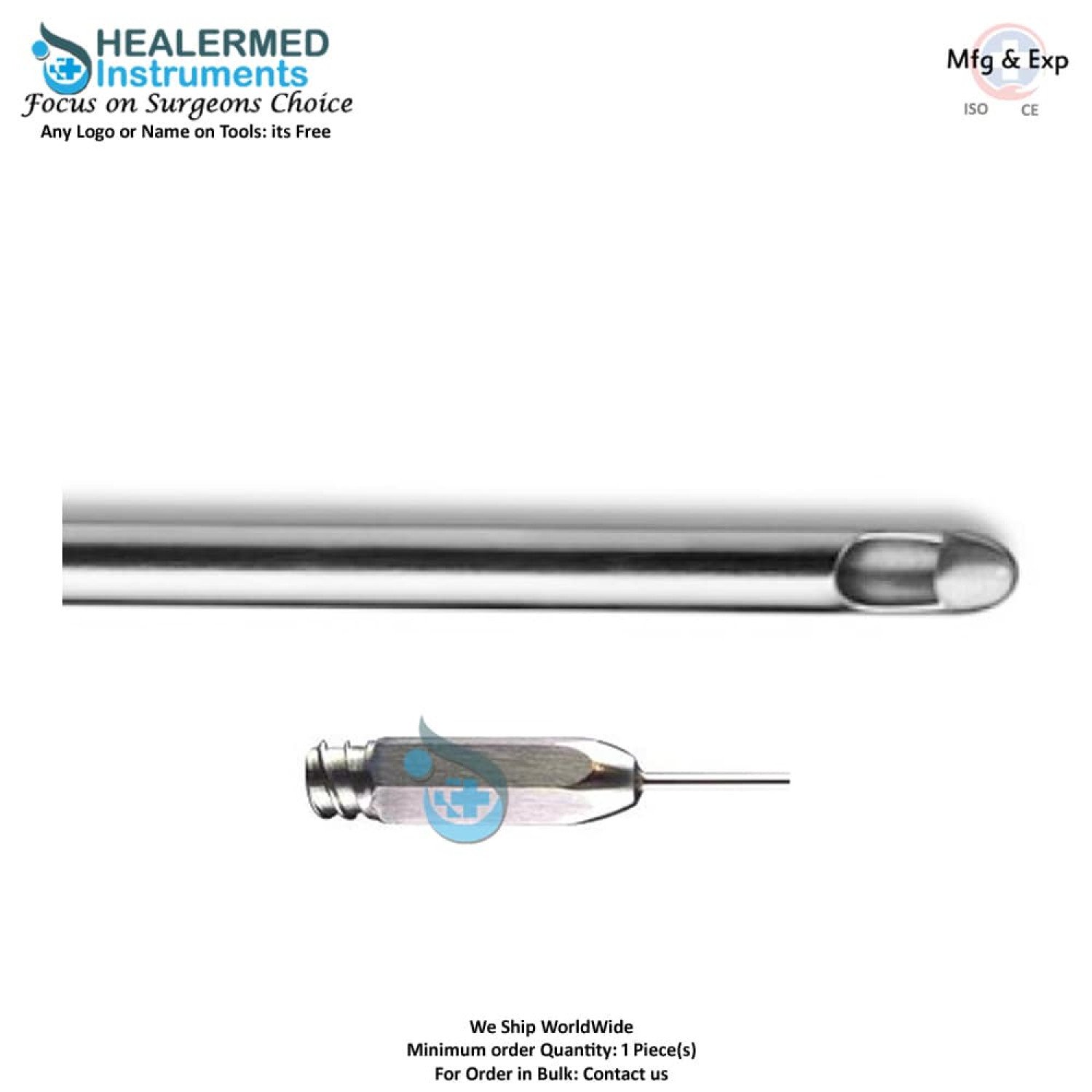 Blunt Tip Injector round cannula stainless steel luer lock