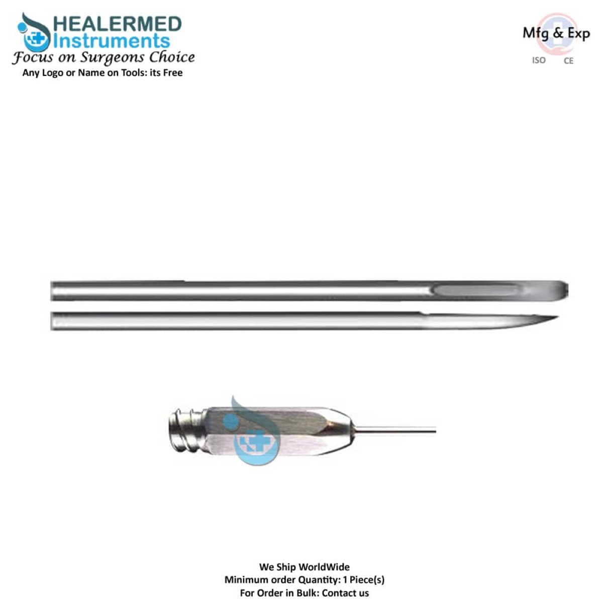 Single Hole Field Flap cannula With elevated leading edge stainless steel luer lock