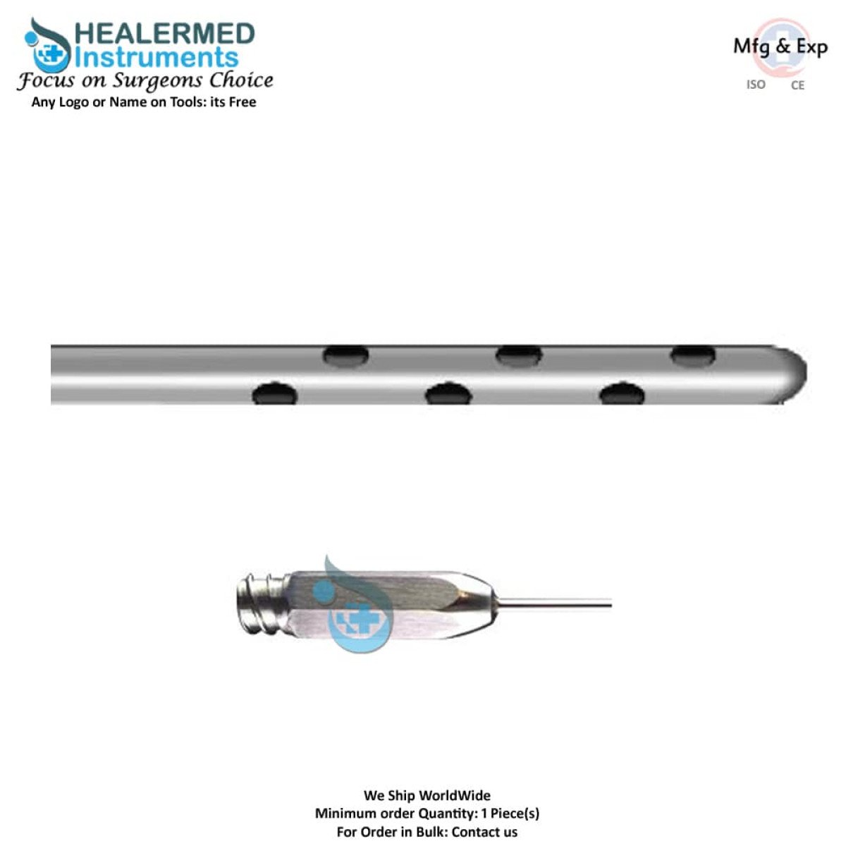 Six Zigzag Round Holes Liposuction Cannula stainless steel luer lock