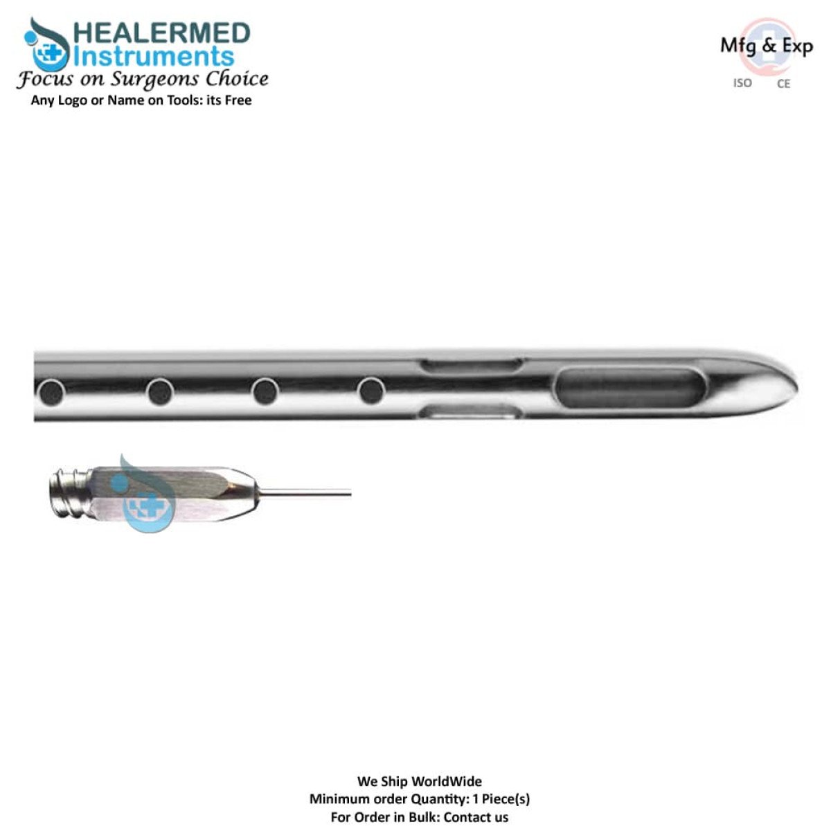 Stevens style cannula stainless steel luer lock