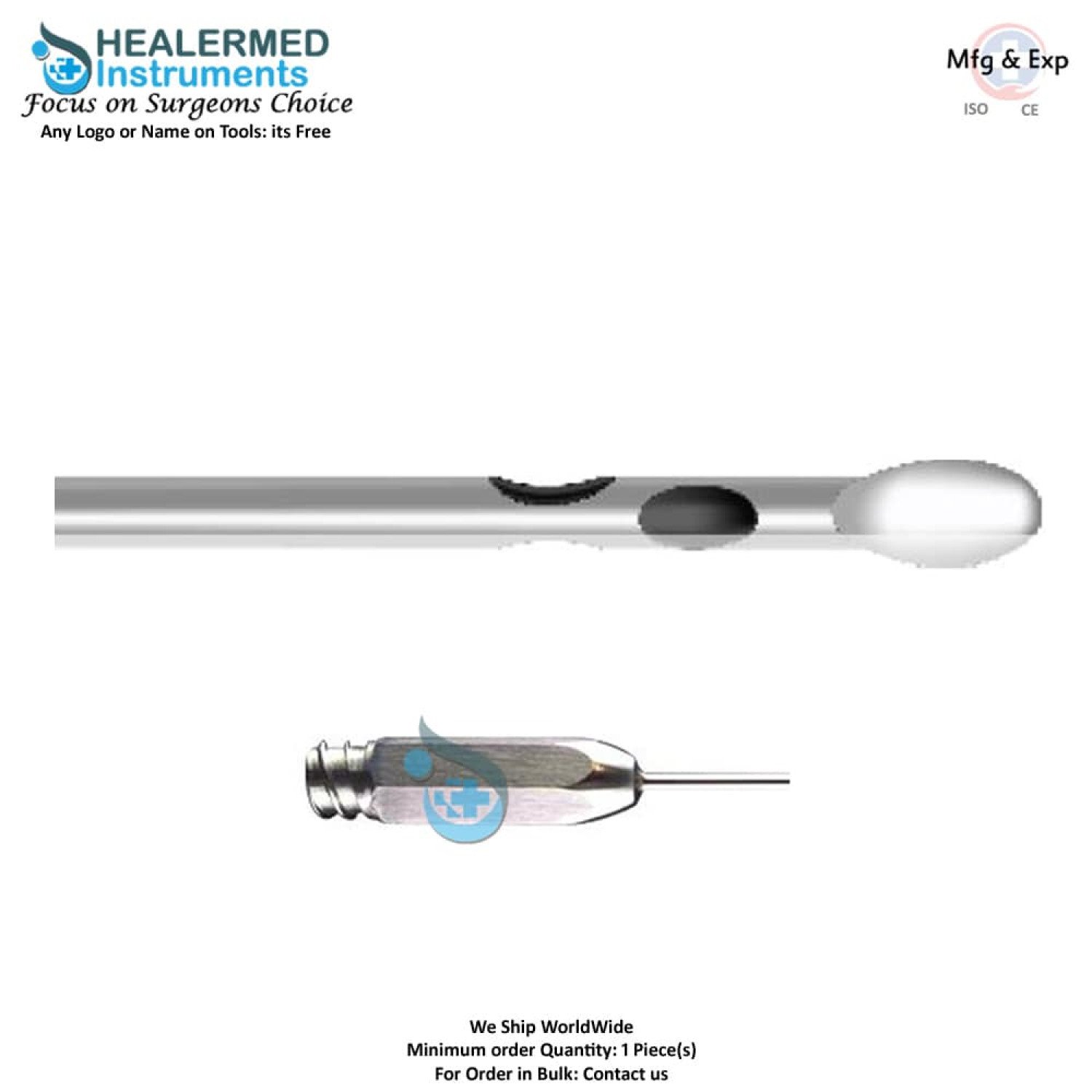 Three holes Two parallel one upper hole with spatula tip stainless steel luer lock