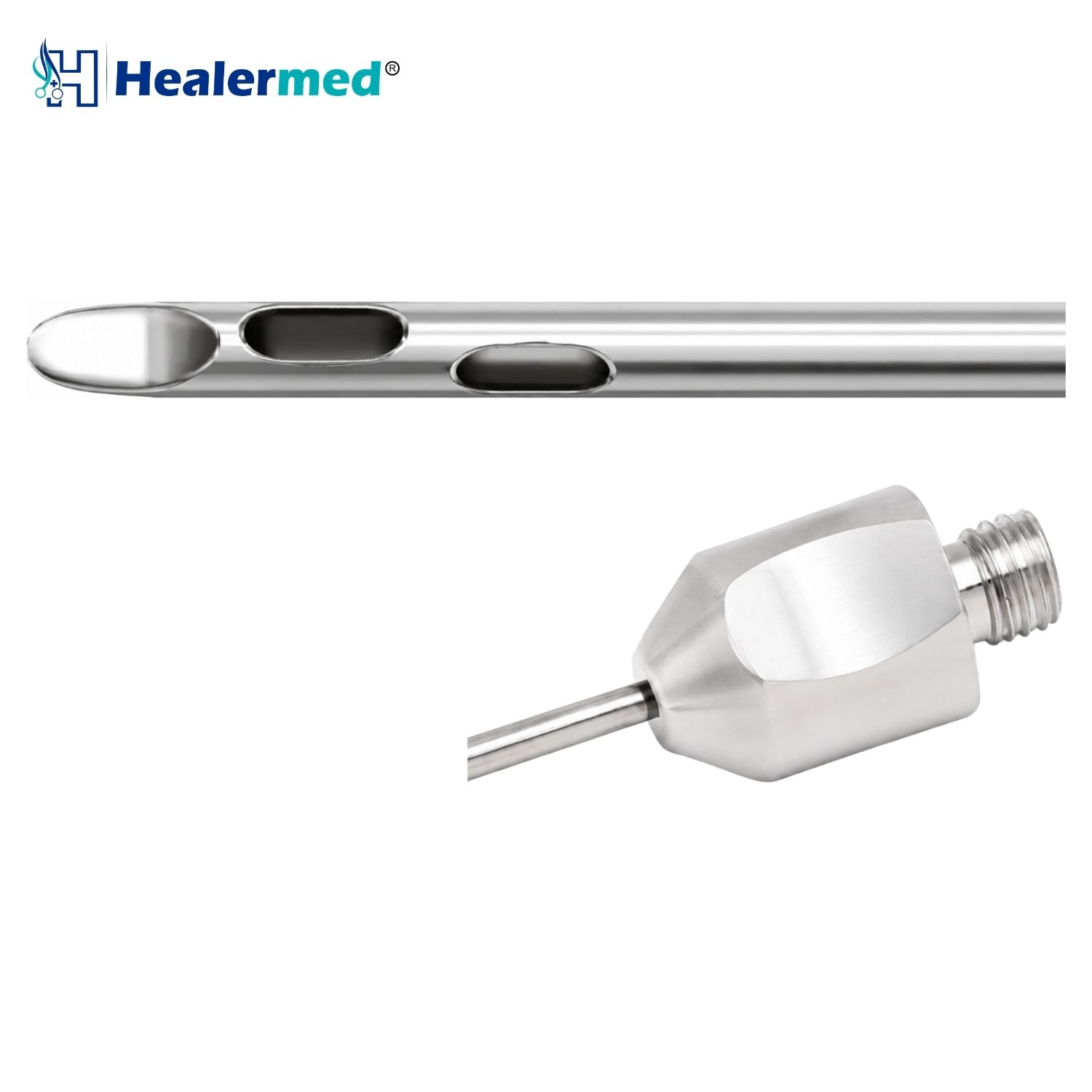Tapered tip two spiral holes liposuction cannula, German stainless steel